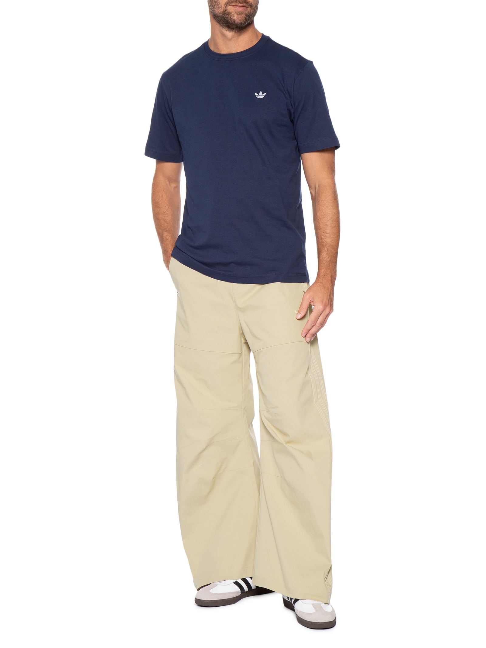Camiseta Masculina Lisa Trefoil Ess Azul Adidas Originals