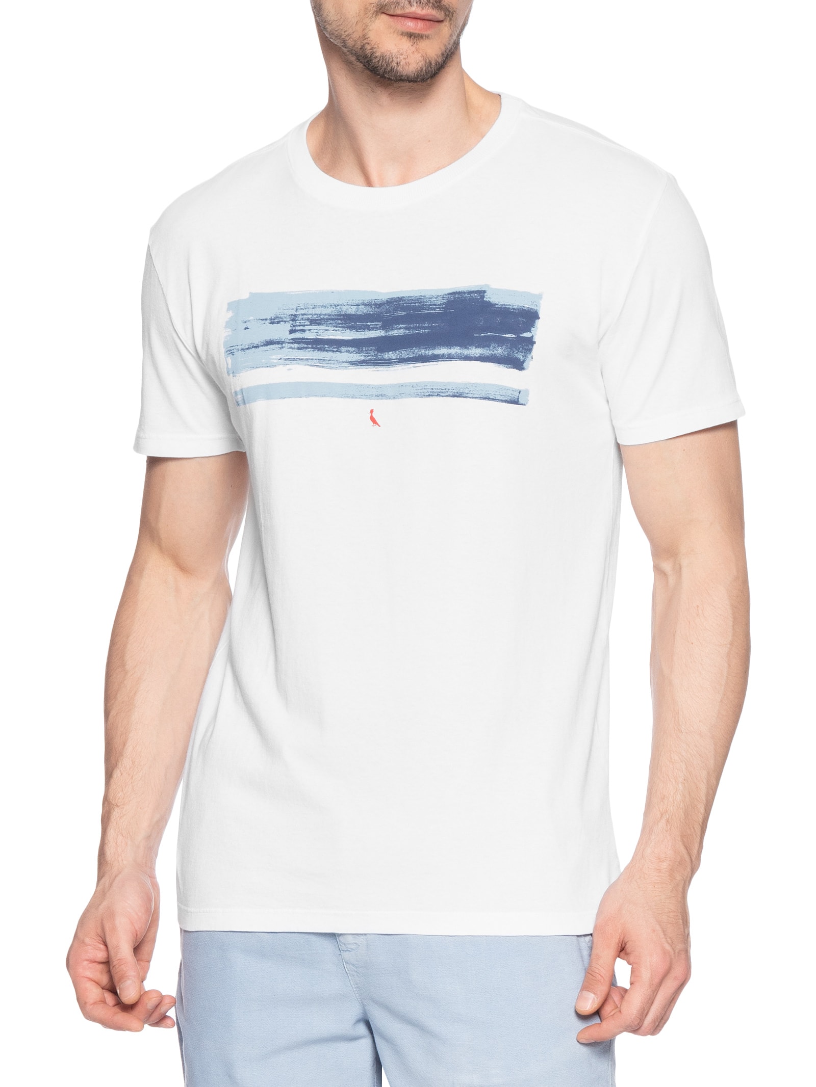 Camiseta Masculina Listra De Verão Branco Reserva
