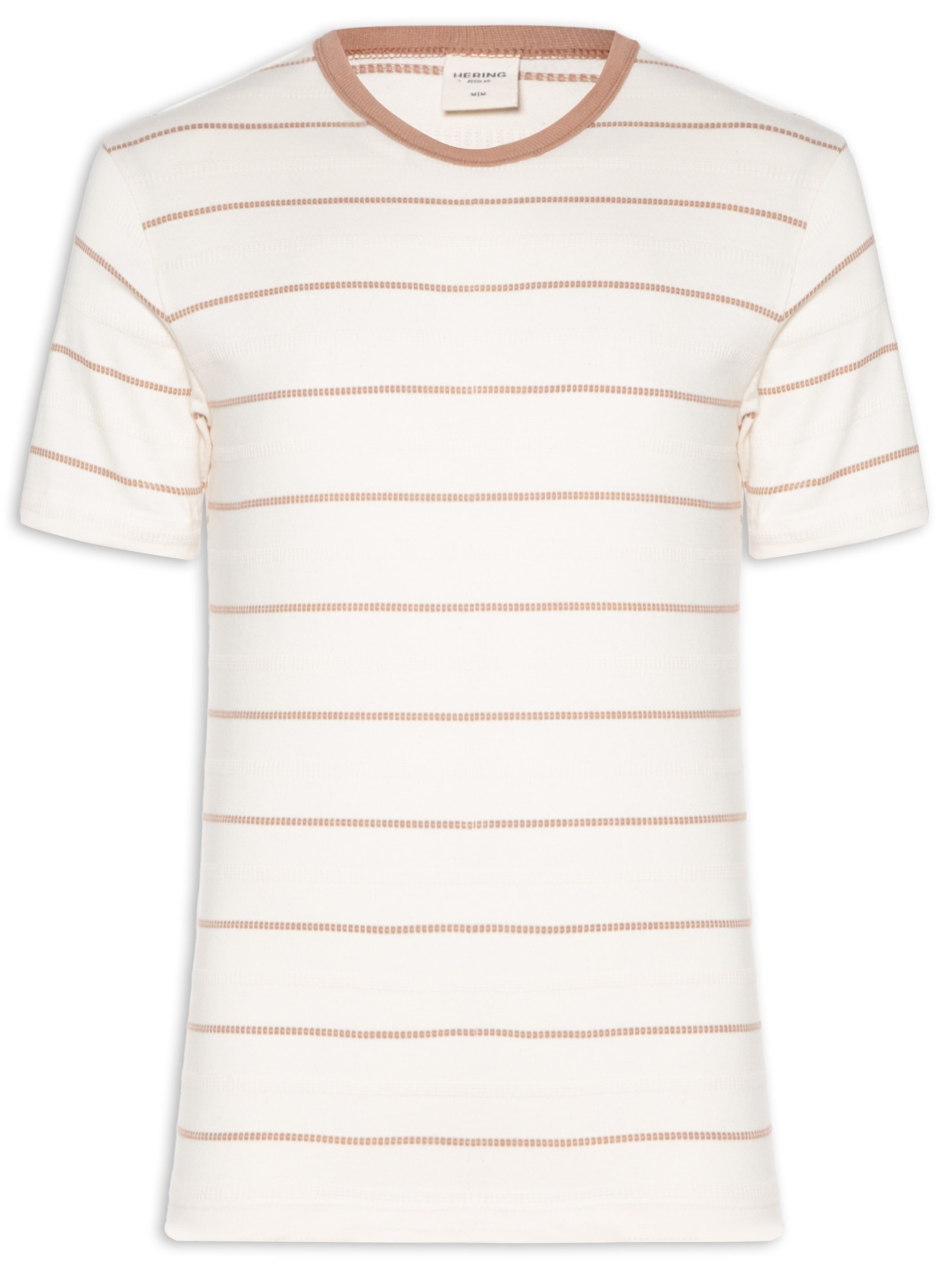 Camiseta Masculina Listrada Fio Tinto Branco Hering