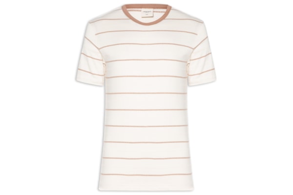 Camiseta Masculina Listrada Fio Tinto - Branco