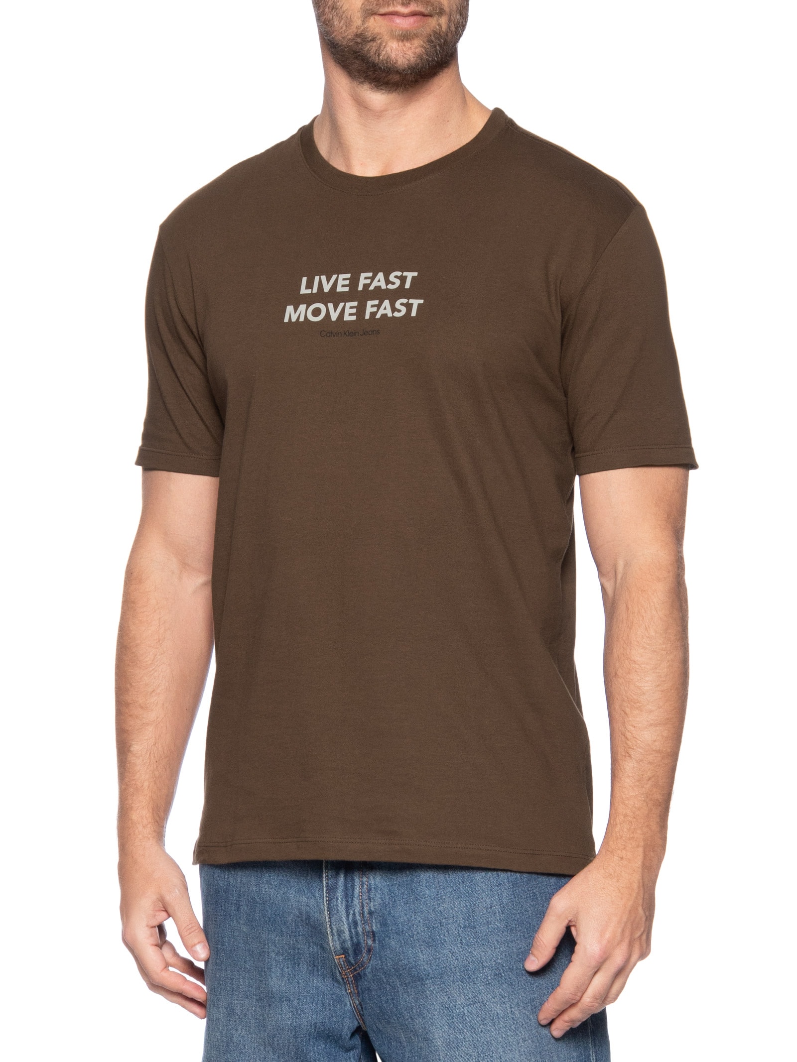 Camiseta Masculina Live Fast Marrom Calvin Klein Jeans