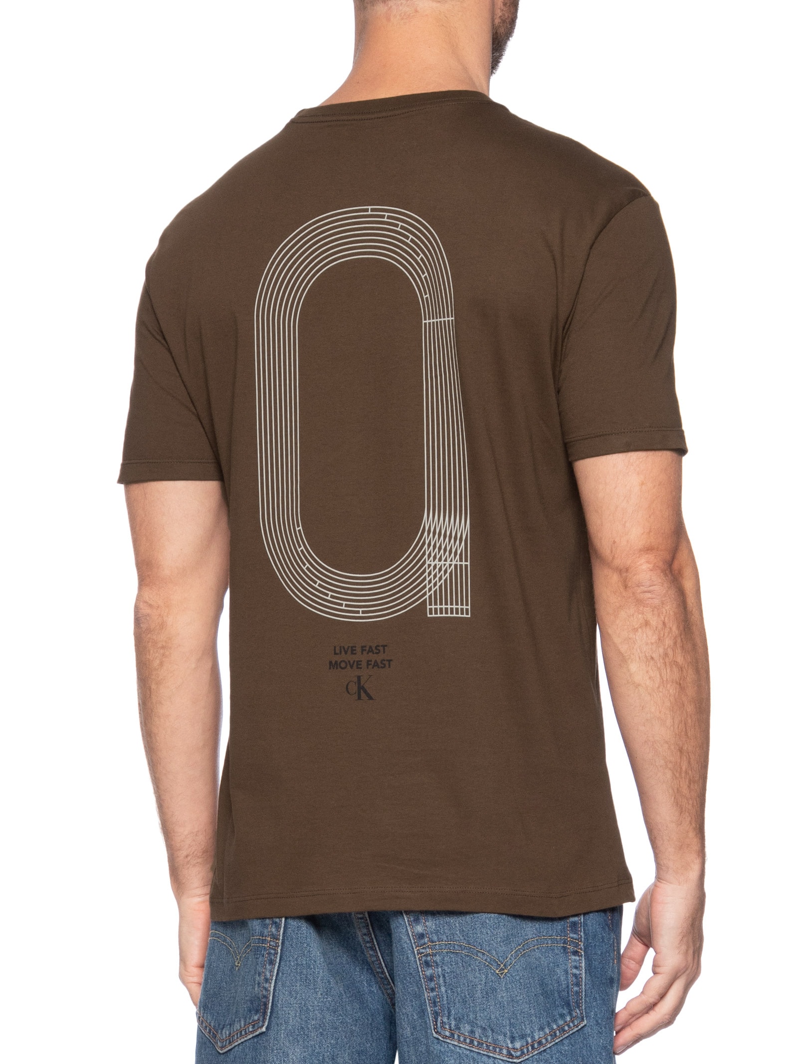Camiseta Masculina Live Fast Marrom Calvin Klein Jeans