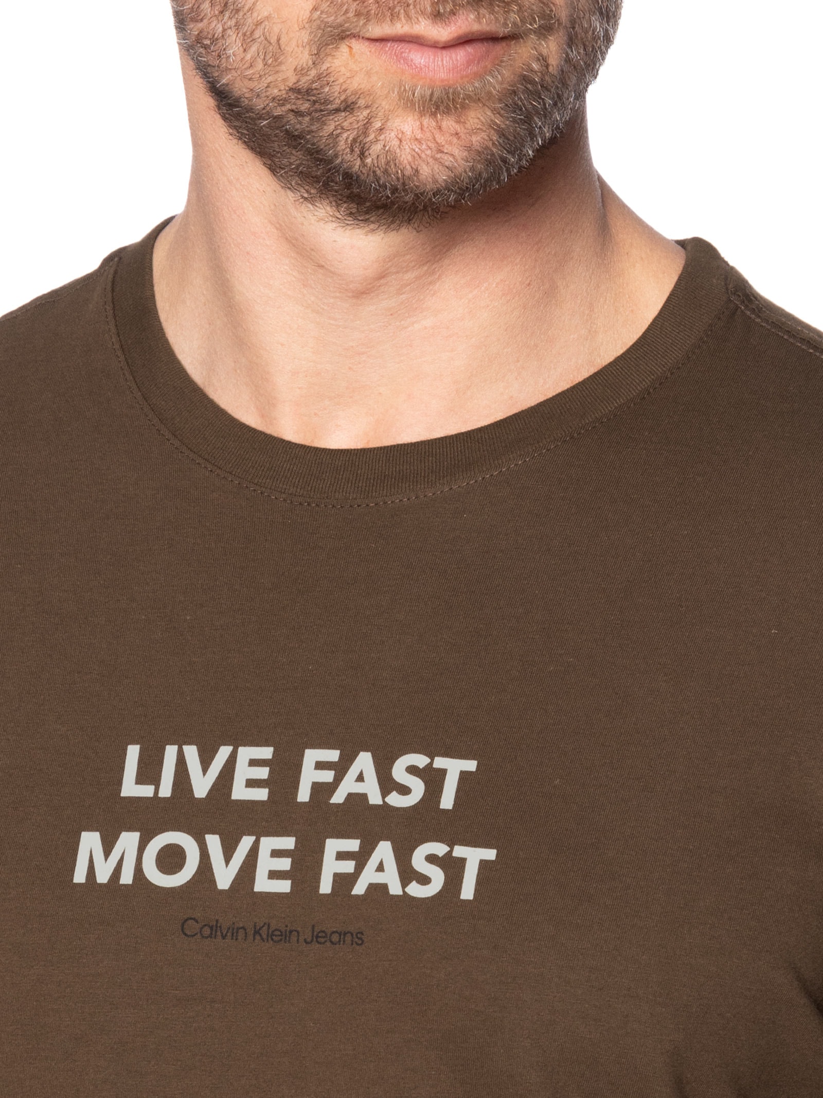 Camiseta Masculina Live Fast Marrom Calvin Klein Jeans