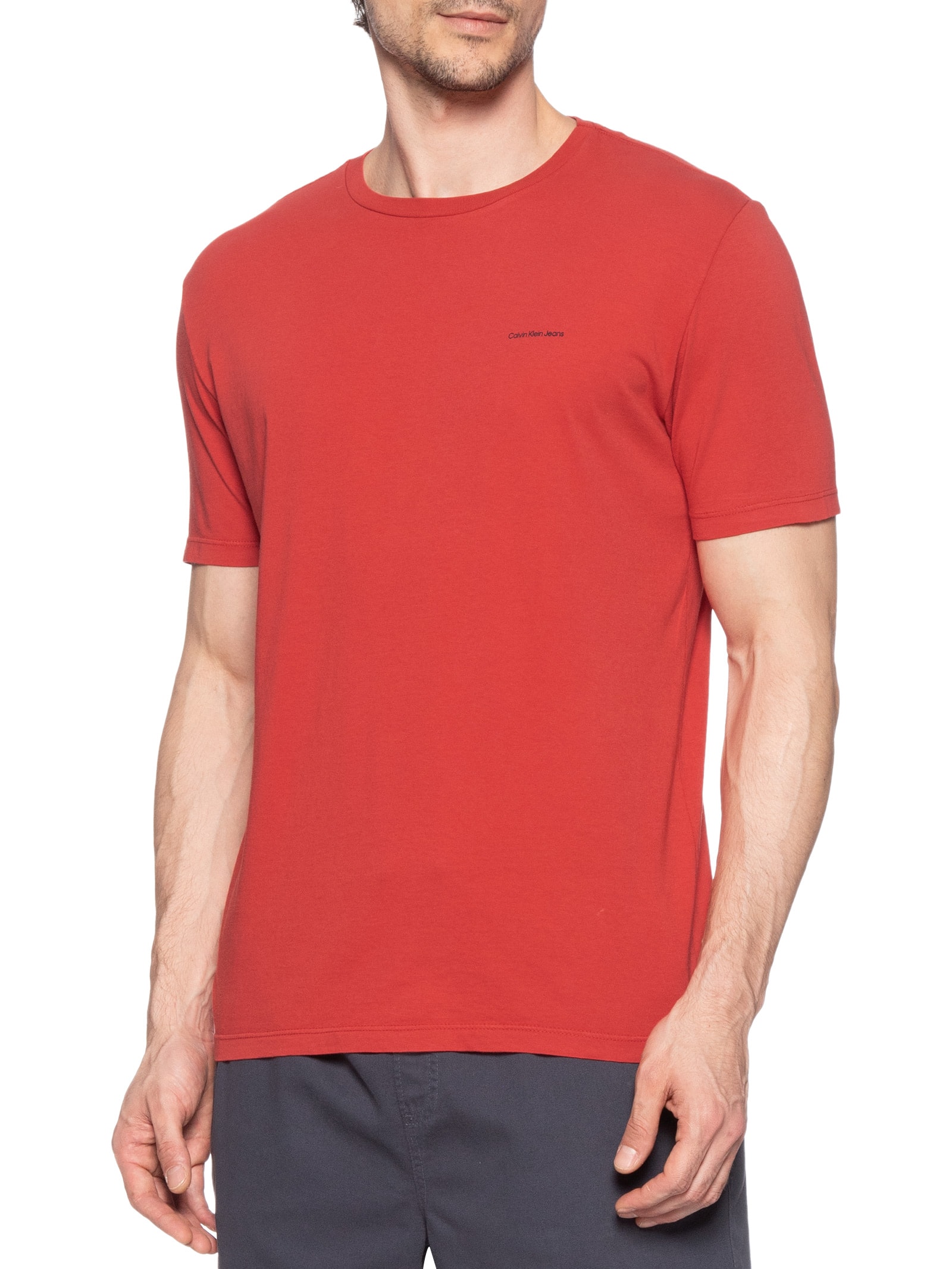 Camiseta Masculina Logo Básico Vermelho Calvin Klein Jeans