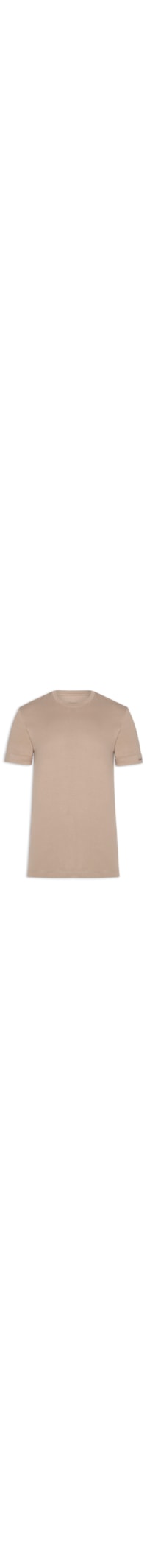 Camiseta Masculina Logo Bordado Manga - Bege