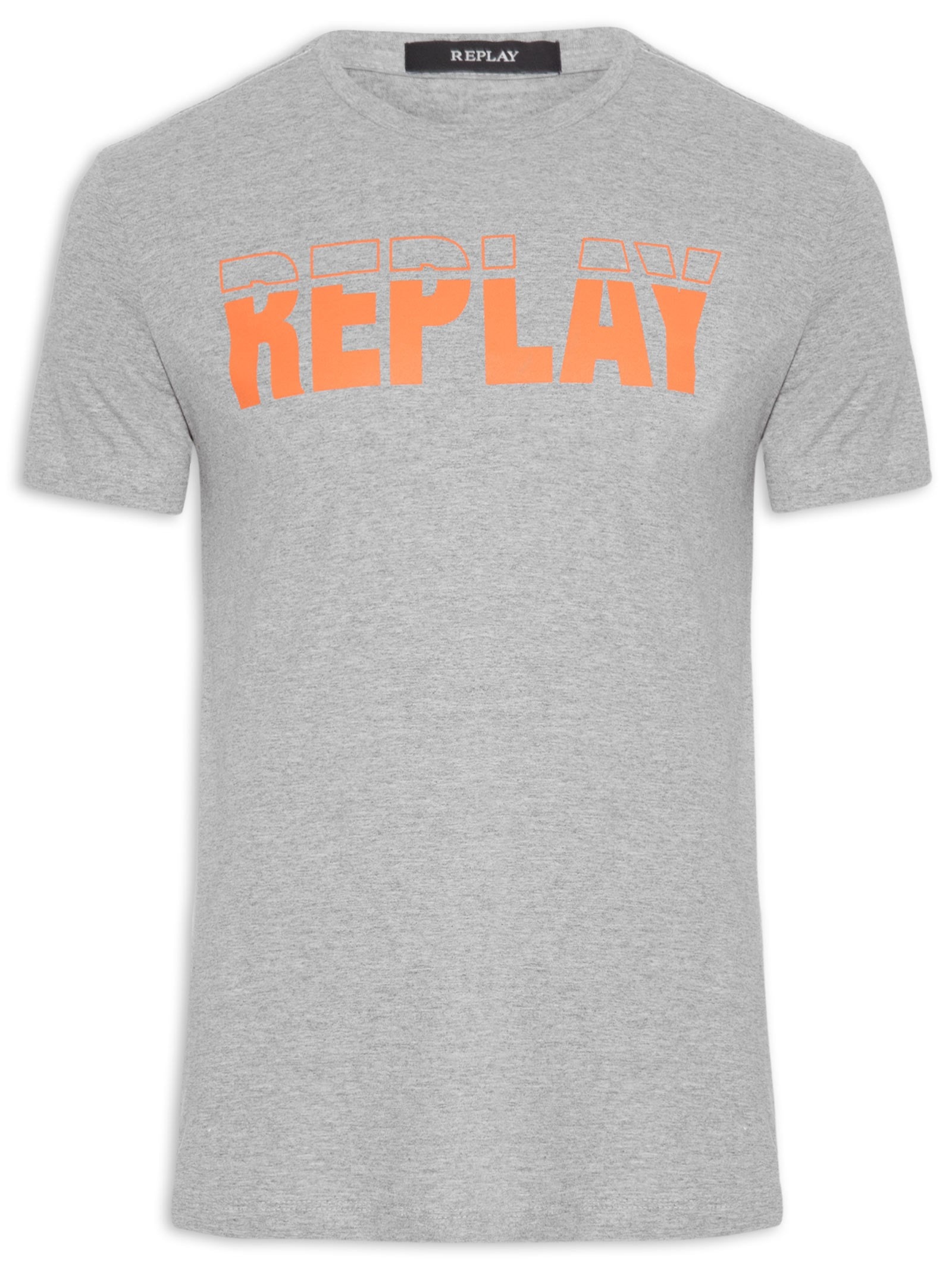Camiseta Masculina Logo Box Cinza Replay