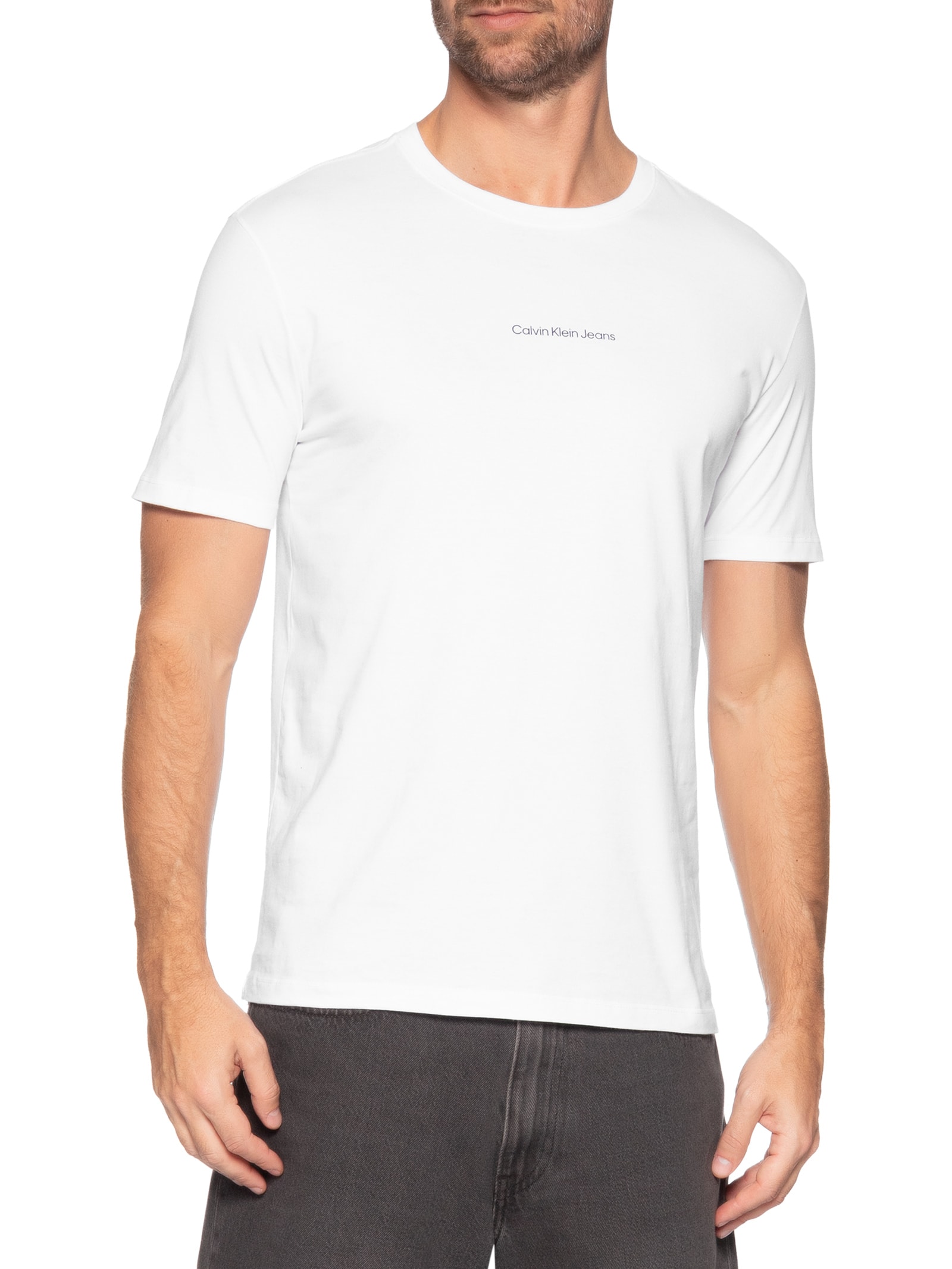 Camiseta Masculina Logo Centralizado Branco Calvin Klein Jeans