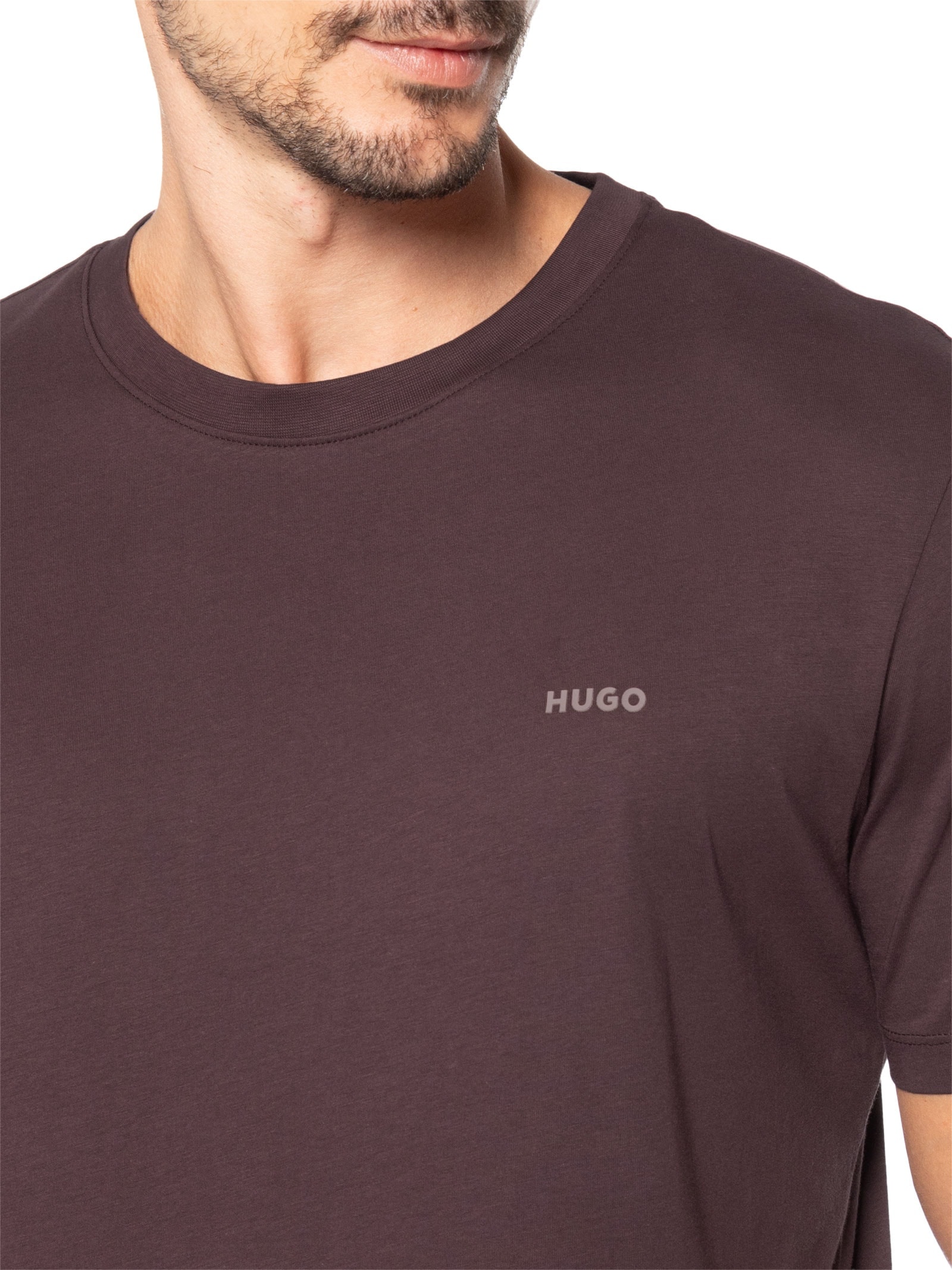 Camiseta Masculina Logo Crew Neck Dero 222 Marrom Hugo
