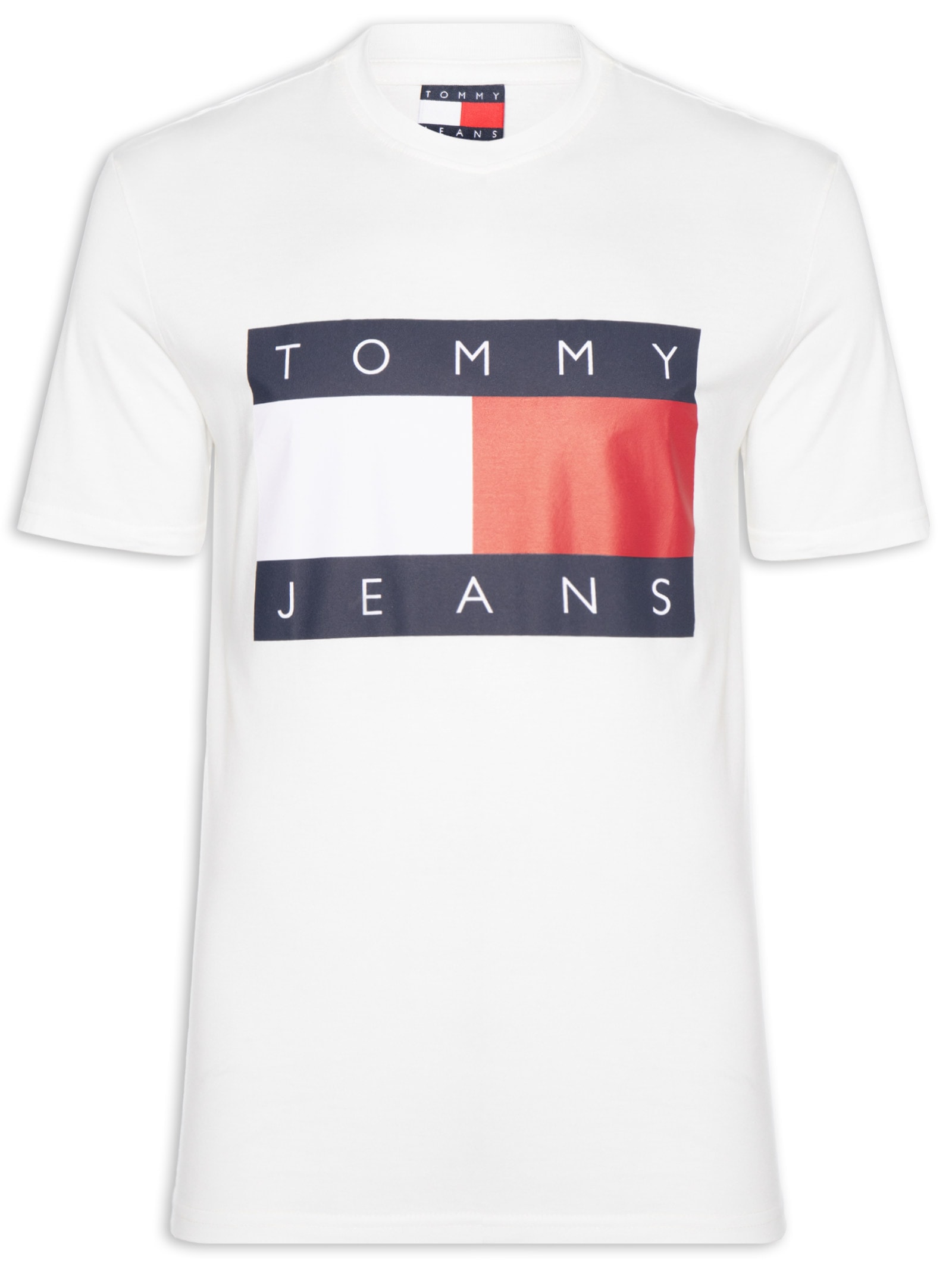 Camiseta Masculina Logo Flag Grande Branco Tommy Jeans