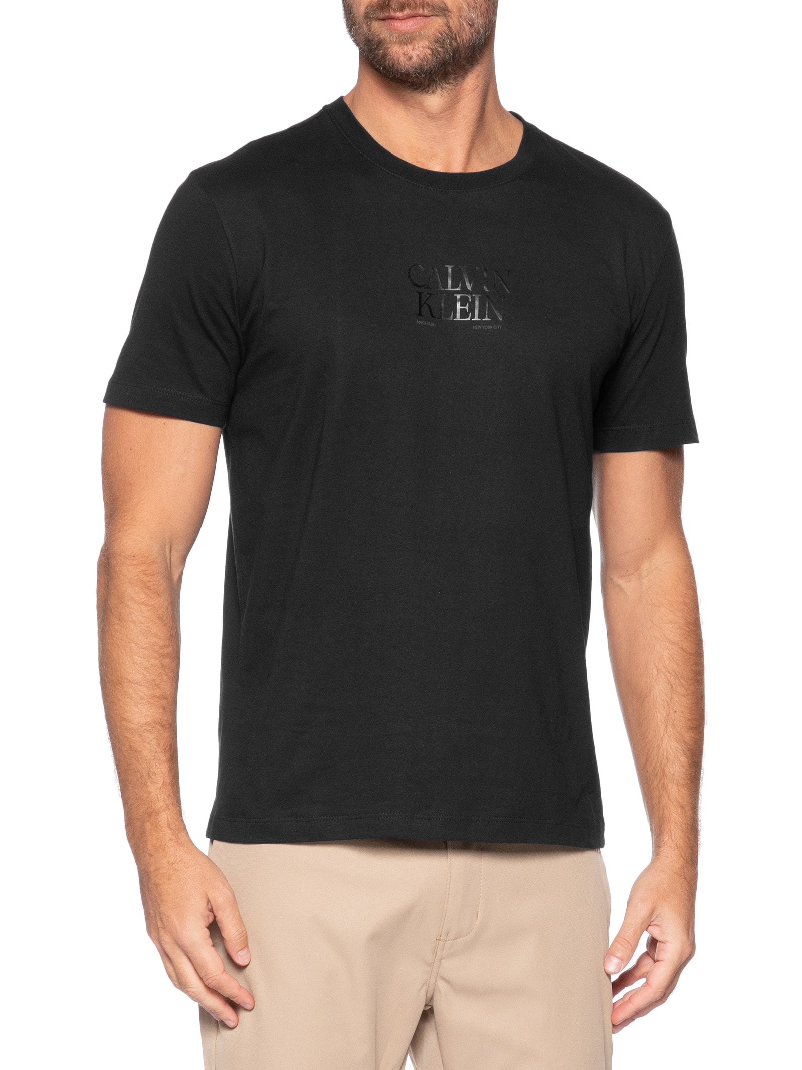Camiseta Masculina Logo Gel Preto Calvin Klein