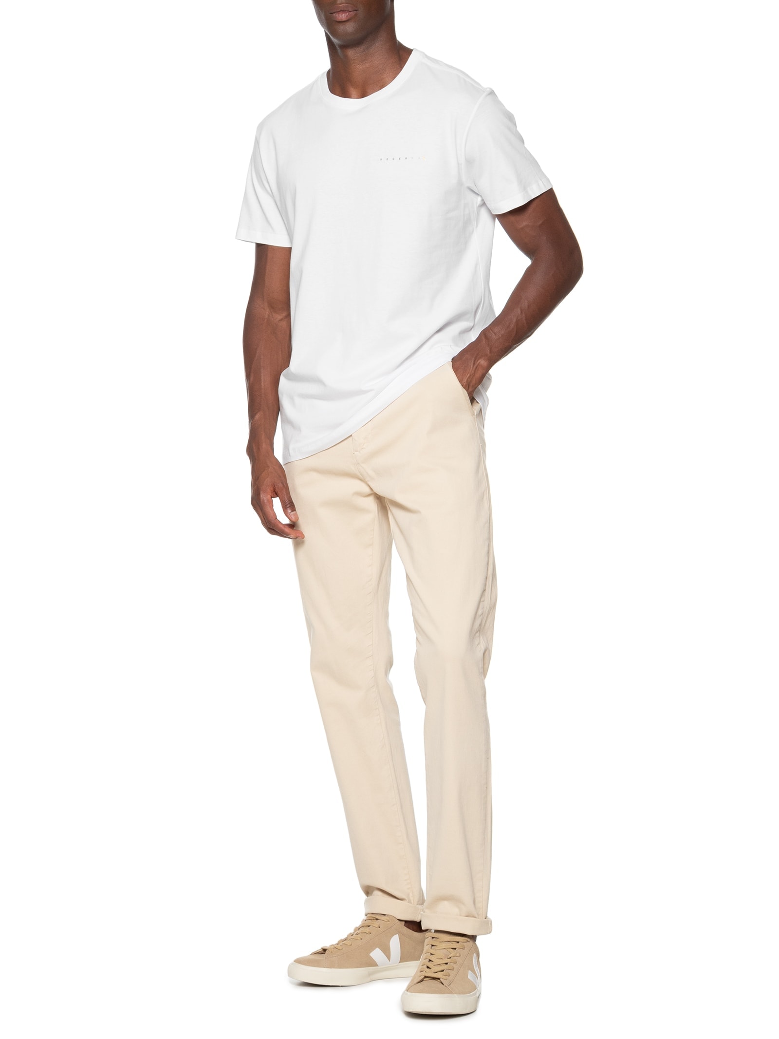 Camiseta Masculina Logo Minimal Gold Branco Reserva