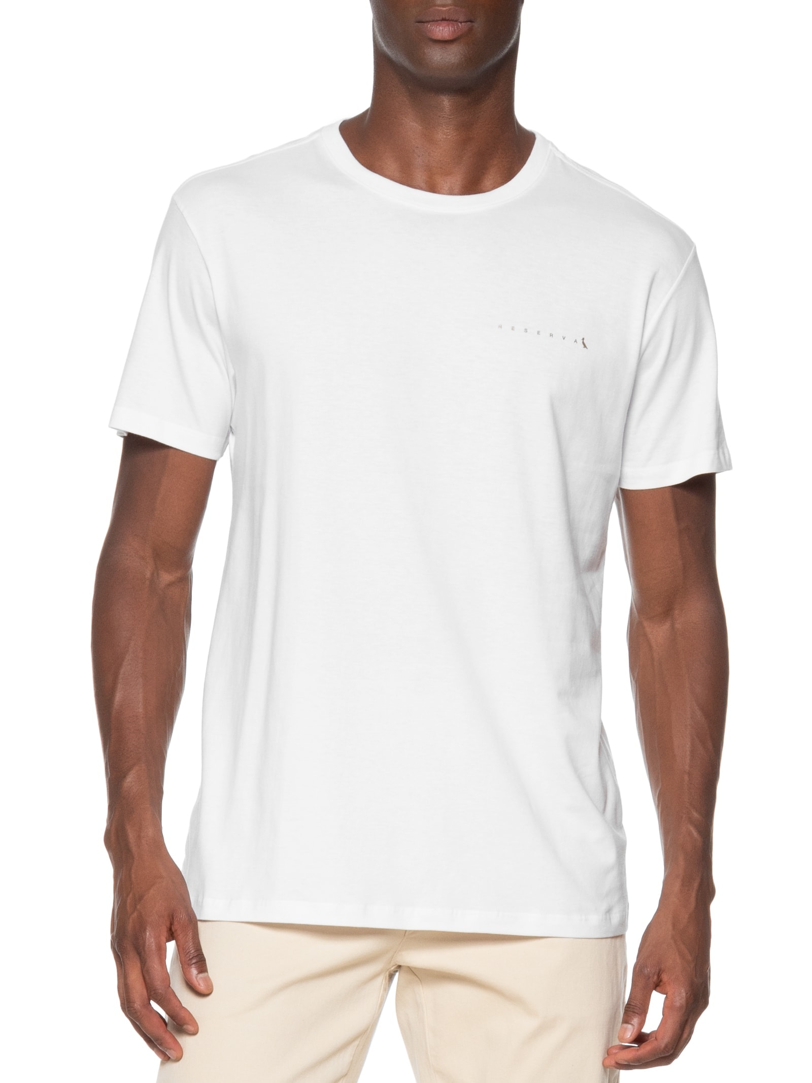 Camiseta Masculina Logo Minimal Gold Branco Reserva