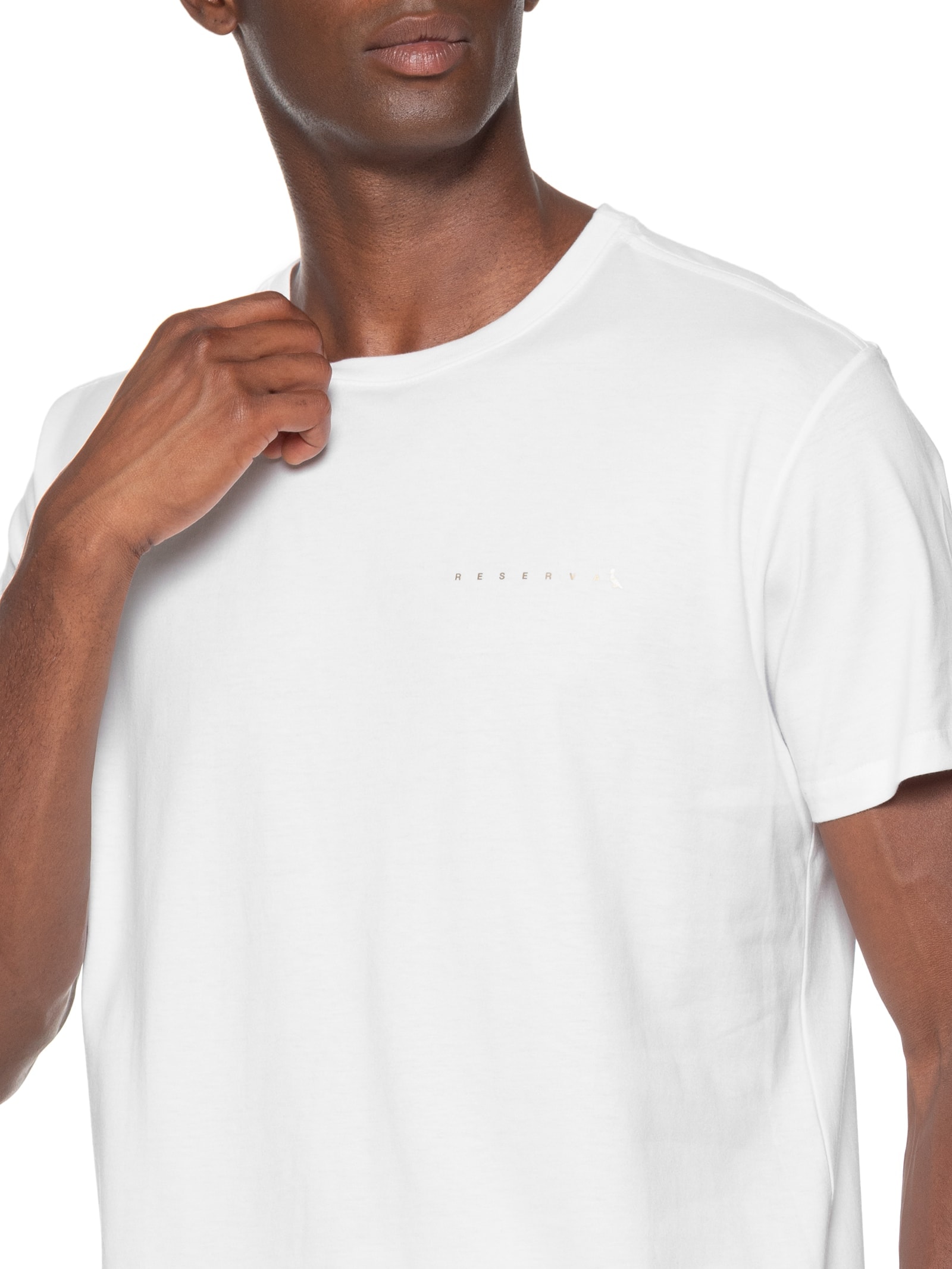 Camiseta Masculina Logo Minimal Gold Branco Reserva