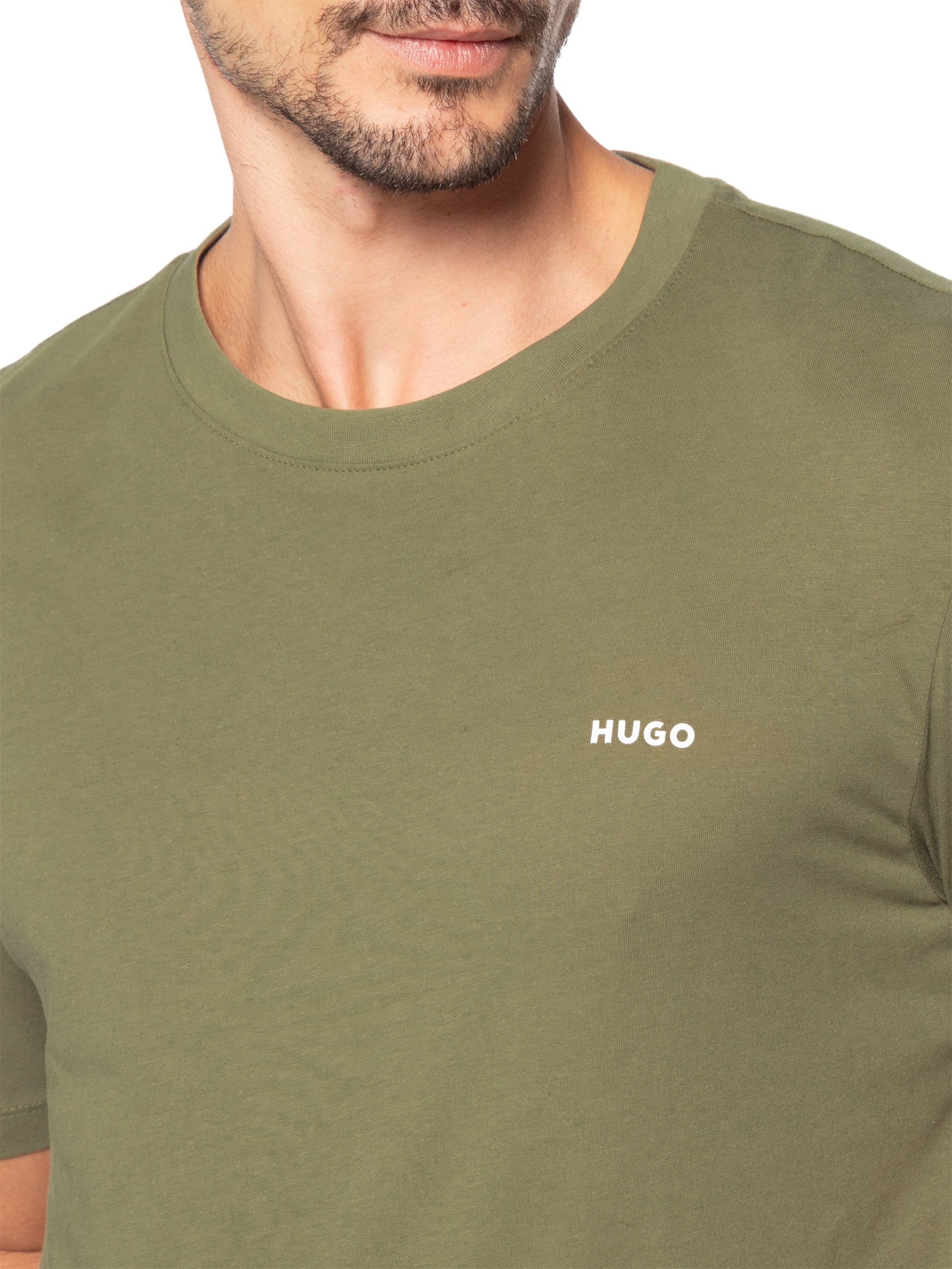 Camiseta Masculina Logo Print Crew Neck Dero 222 Verde Hugo