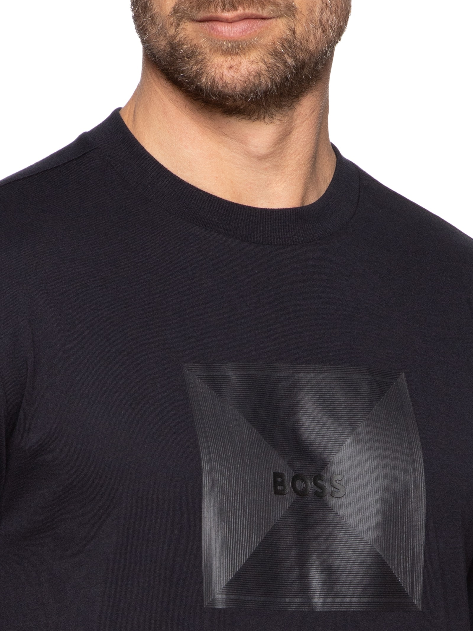 Camiseta Masculina Logo Rib Azul Boss