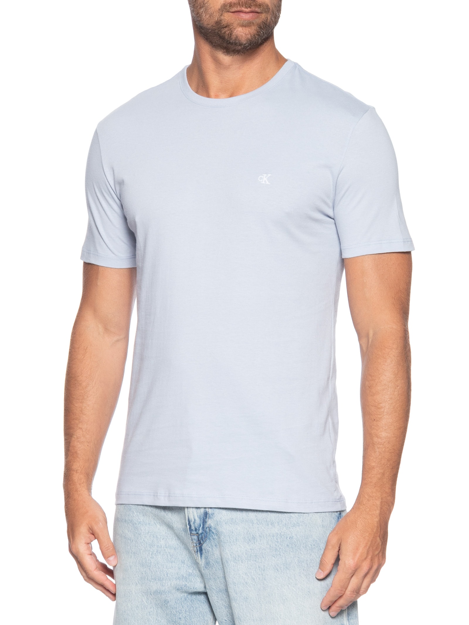 Camiseta Masculina Logo Serif Font Azul Calvin Klein Jeans