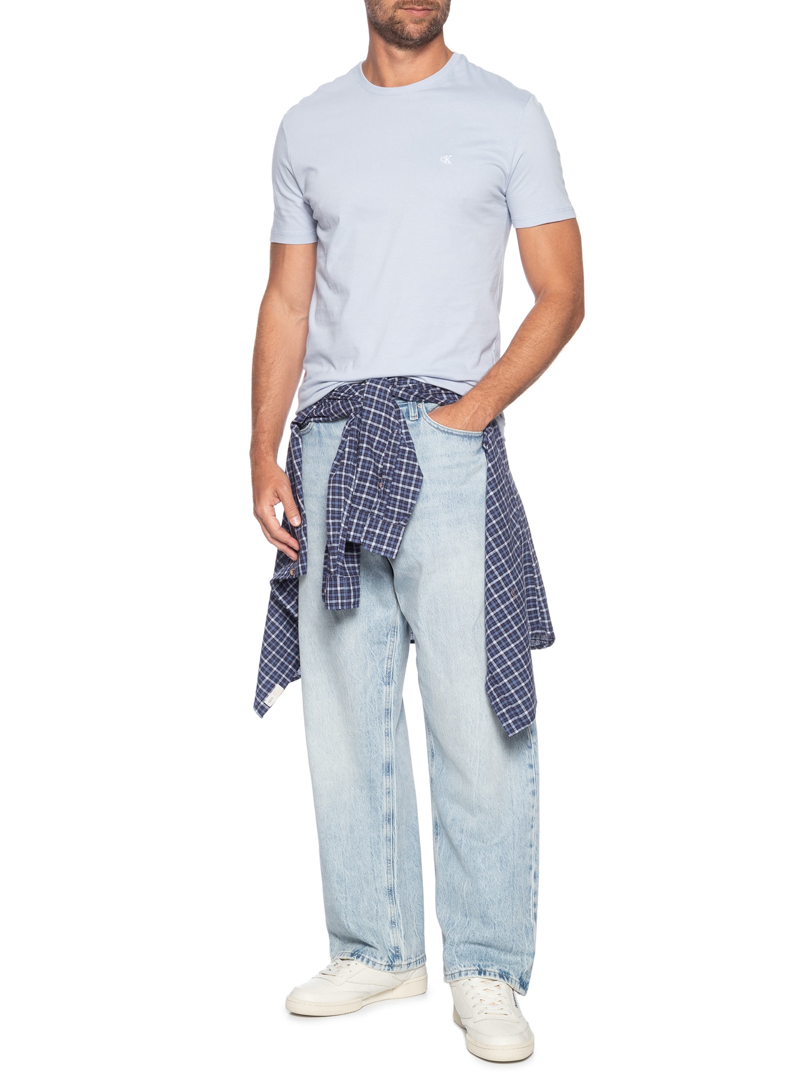 Camiseta Masculina Logo Serif Font Azul Calvin Klein Jeans