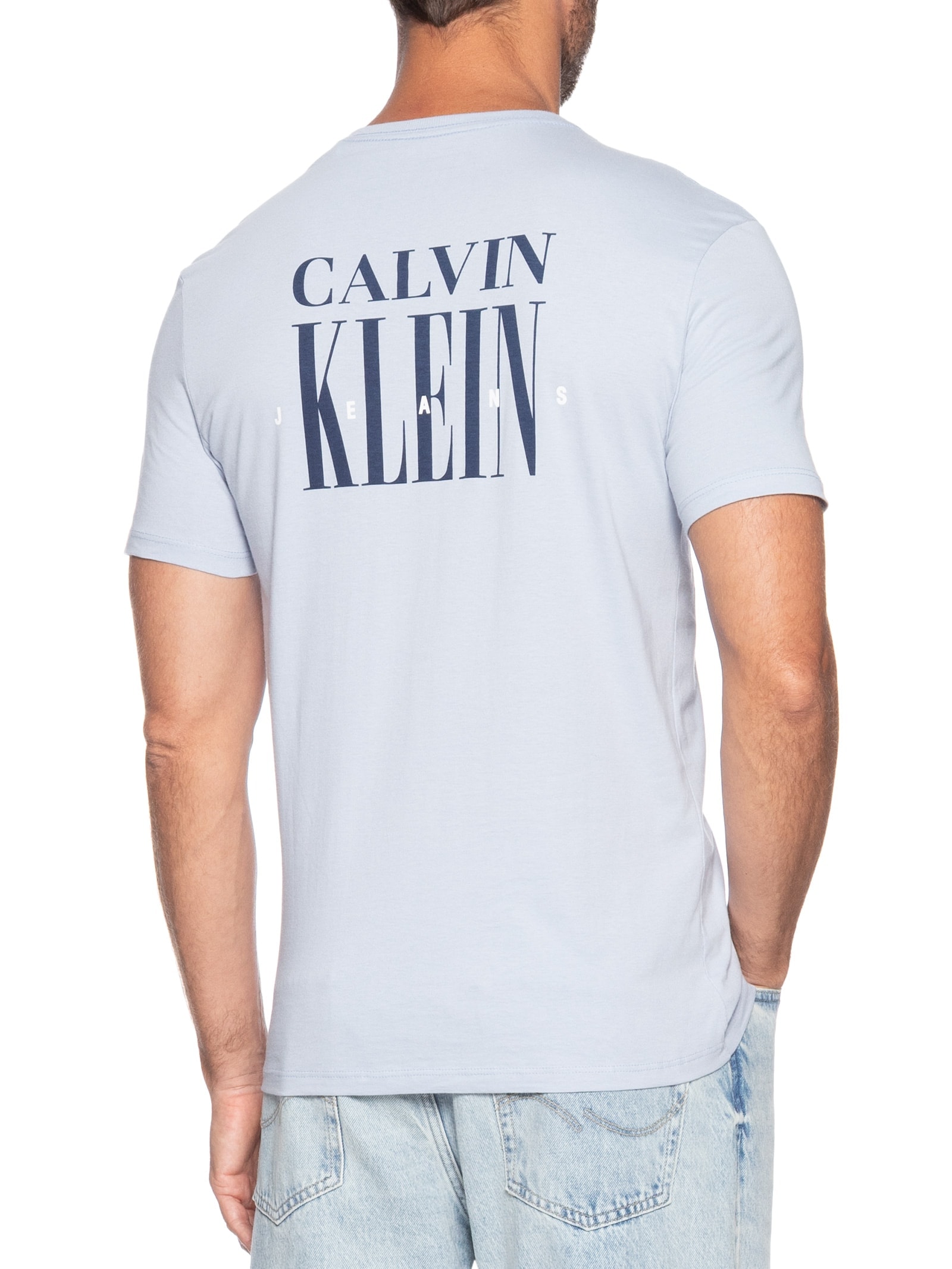 Camiseta Masculina Logo Serif Font Azul Calvin Klein Jeans