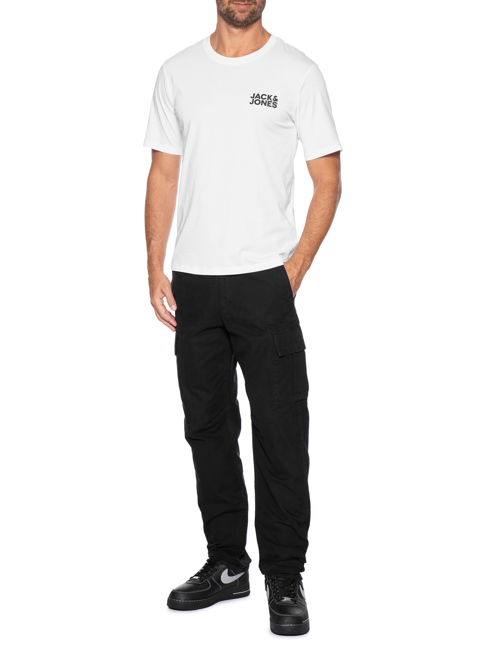Camiseta Masculina Logo Slim Fit Em Algodão Off White Jack & Jones