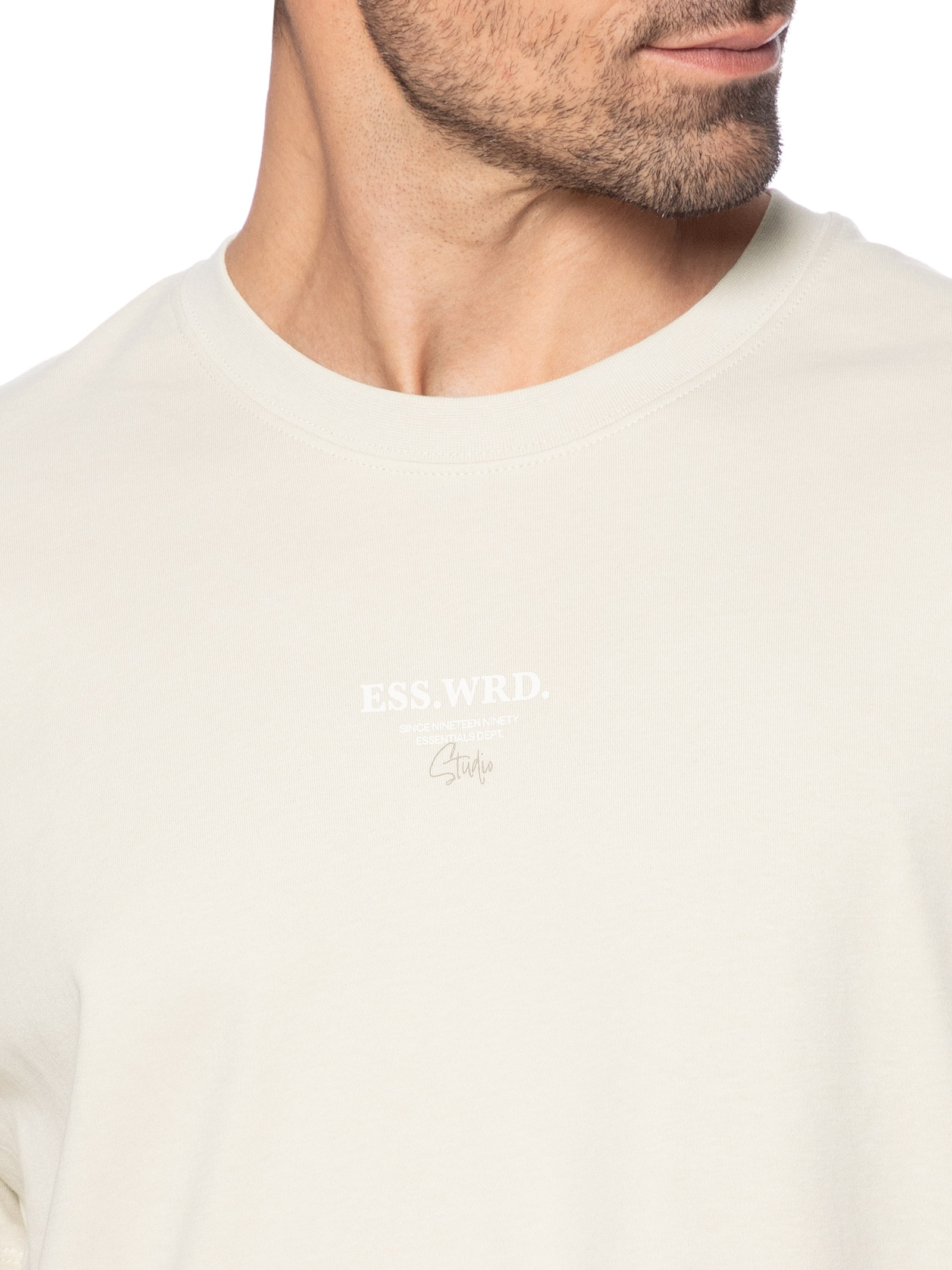 Camiseta Masculina Loose Fit Rubber Prin Bege Jack & Jones
