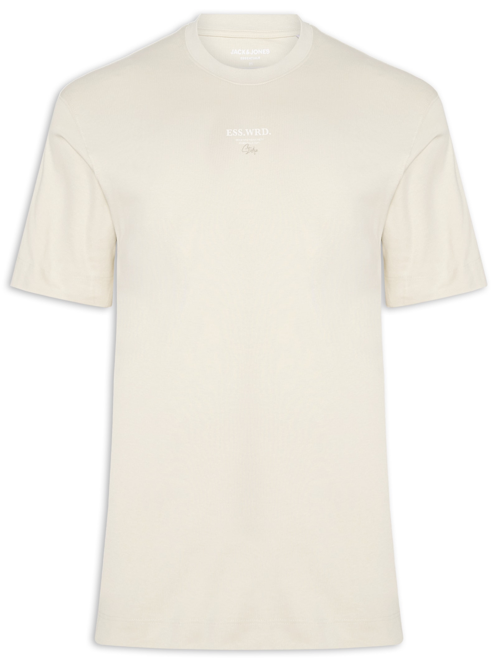 Camiseta Masculina Loose Fit Rubber Prin Bege Jack & Jones