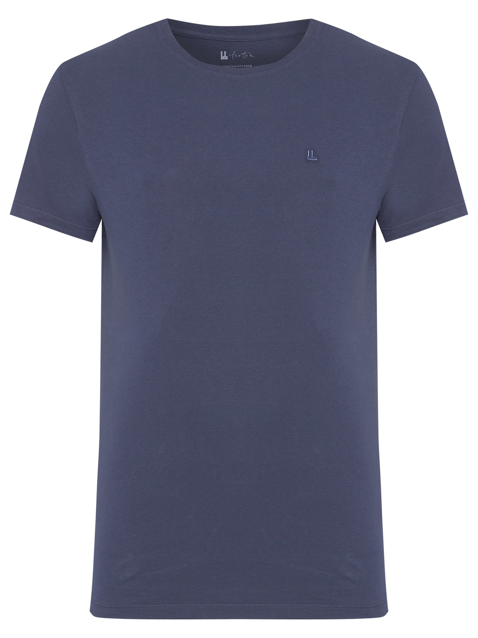 Camiseta Masculina M/m Logo Azul Foxton