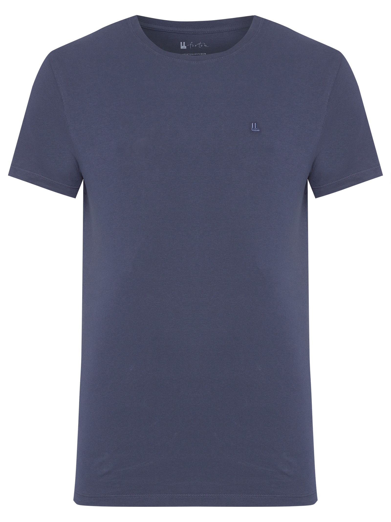 Camiseta Masculina M/m Logo Azul Foxton