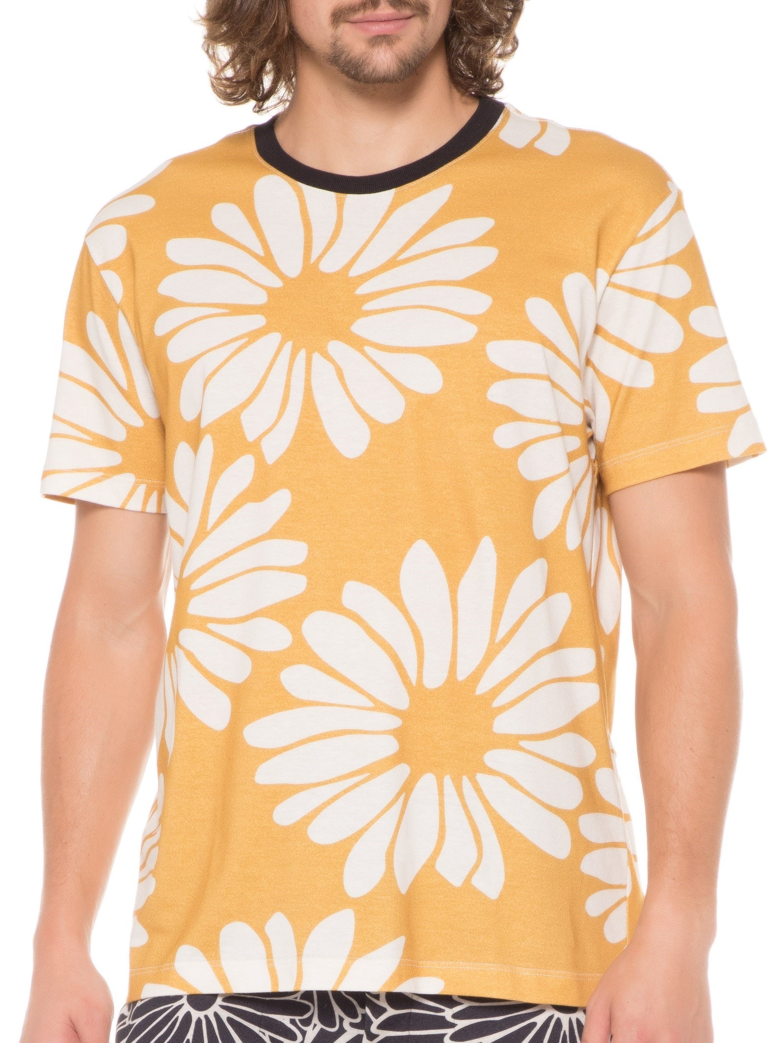 Camiseta Masculina Macro Daisy Sun Amarelo Osklen