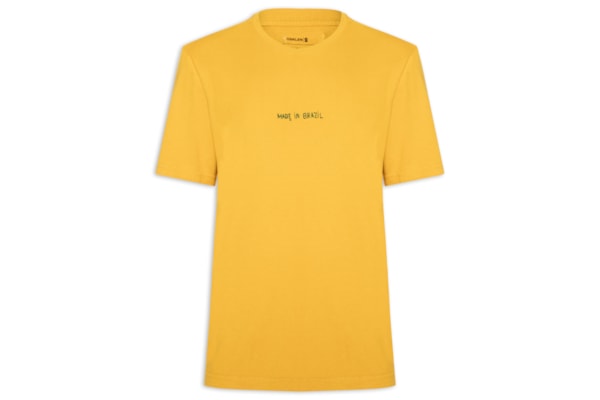 Camiseta Masculina Made In Brazil Bordado - Amarelo