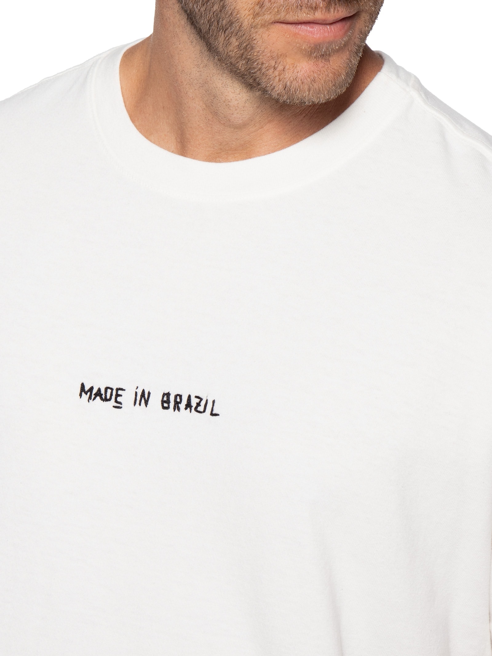 Camiseta Masculina Made In Brazil Bordado Branco Osklen