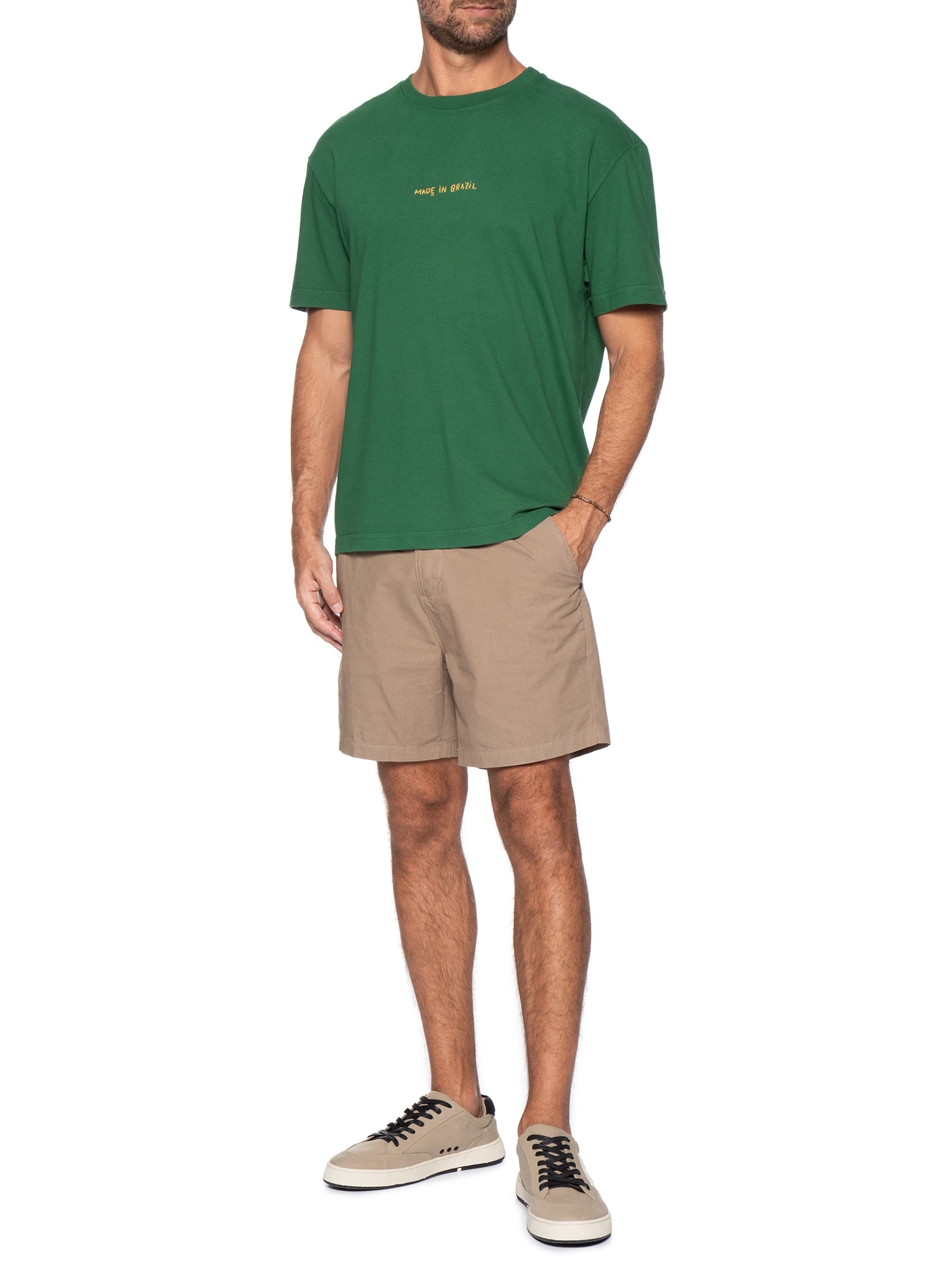Camiseta Masculina Made In Brazil Bordado Verde Osklen