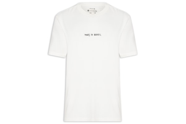 Camiseta Masculina Made In Brazil Bordado – Branco