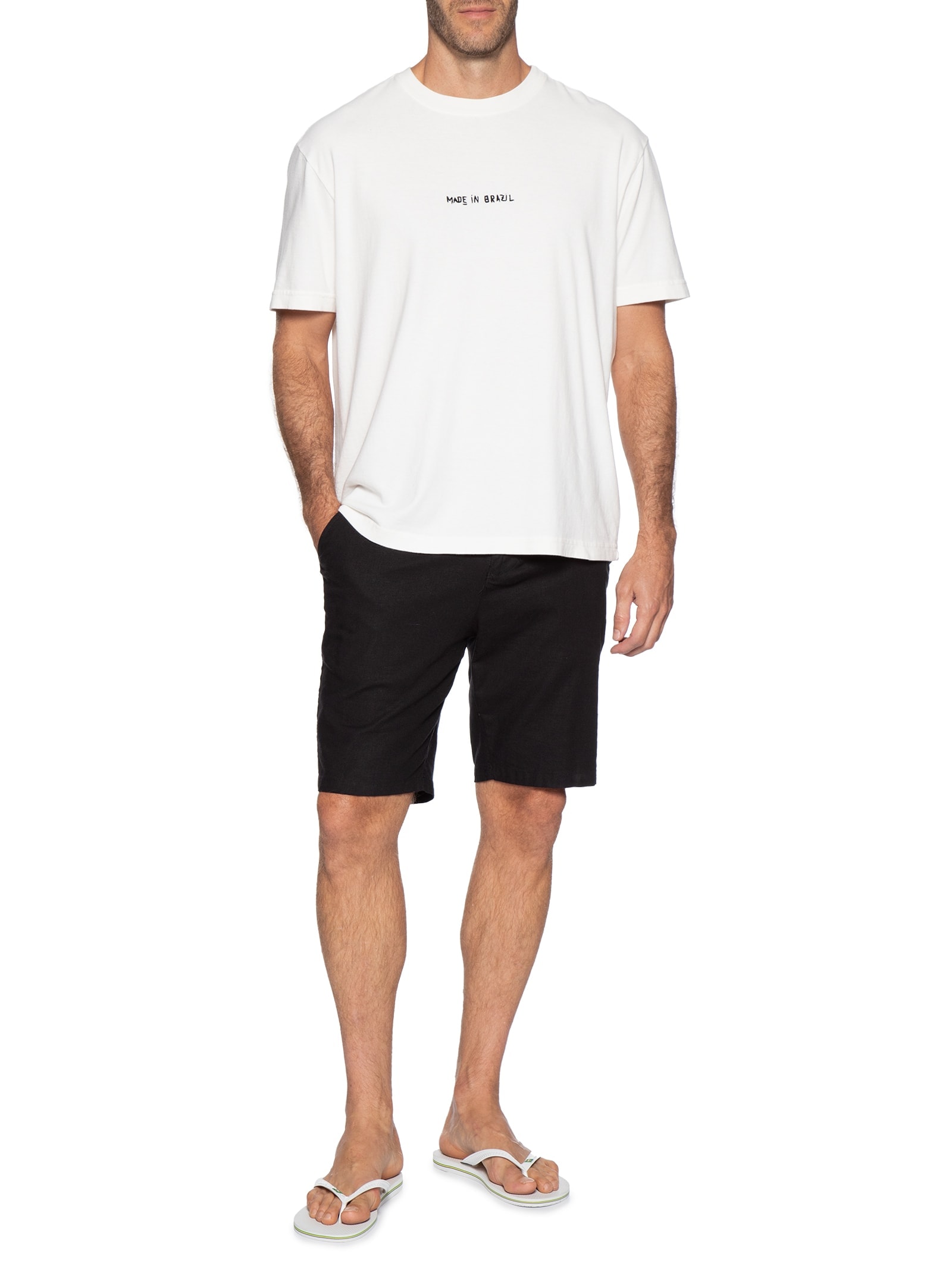 Camiseta Masculina Made In Brazil Bordado – Branco Osklen