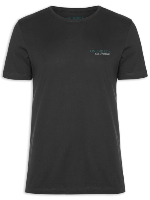 Camiseta Masculina Malha Estampa Online Bets – Preto