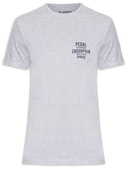 Camiseta Masculina Malha Estampa Pedal & Endorphin – Cinza