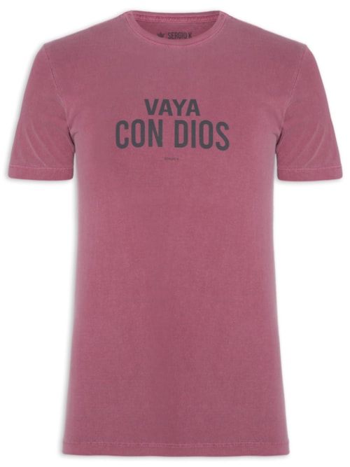 Camiseta Masculina Malha Estampa Vaya Con Dios – Vermelho