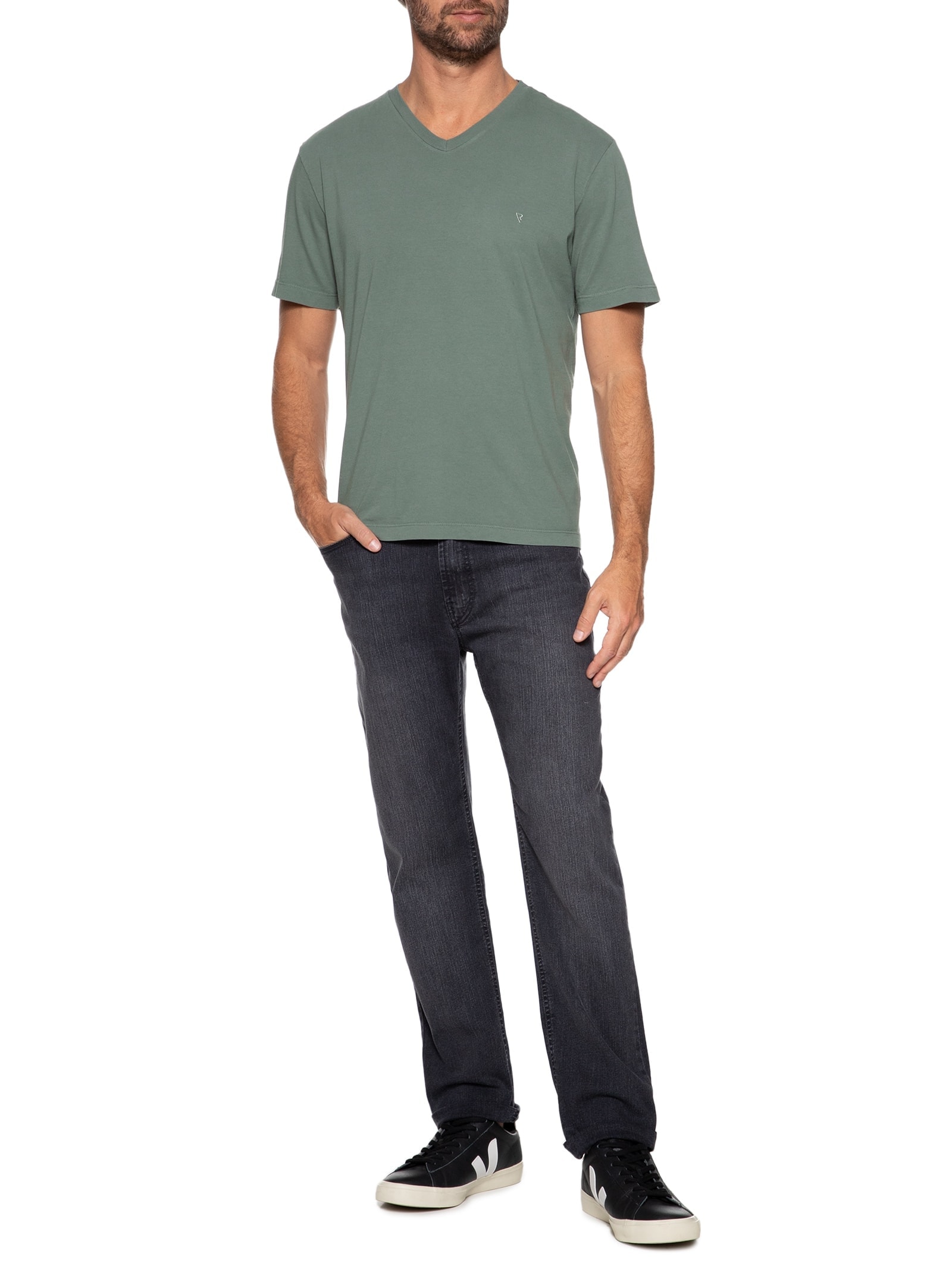 Camiseta Masculina Malha Manga Curta Básica Verde Vr