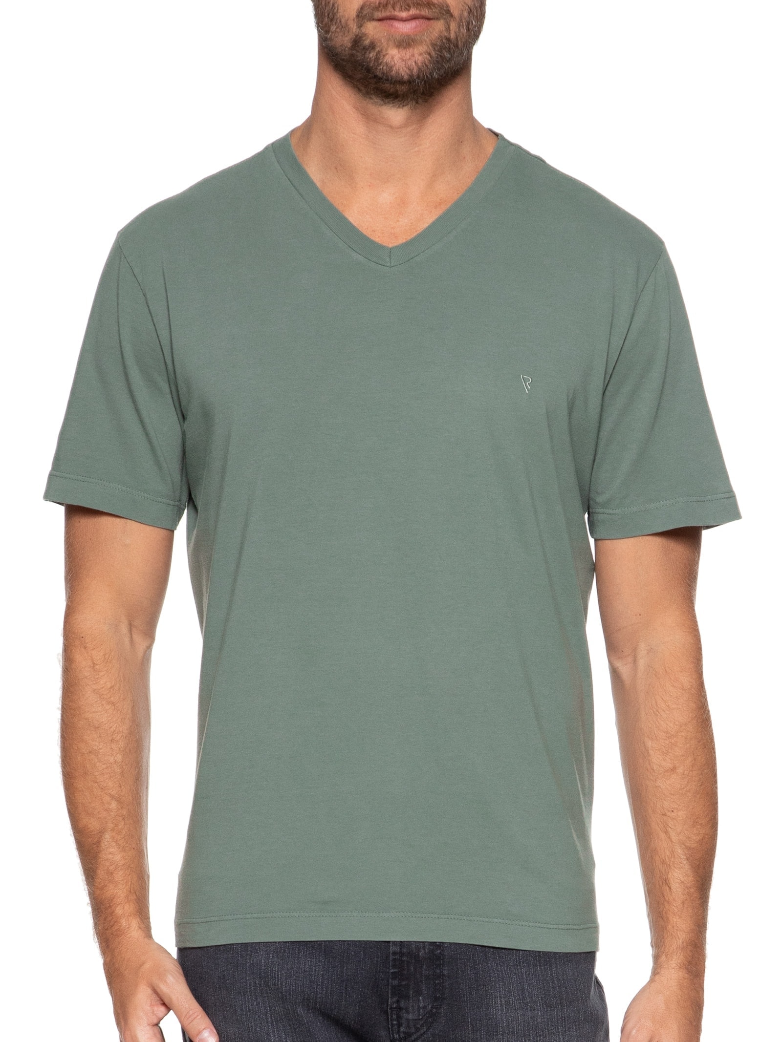 Camiseta Masculina Malha Manga Curta Básica Verde Vr