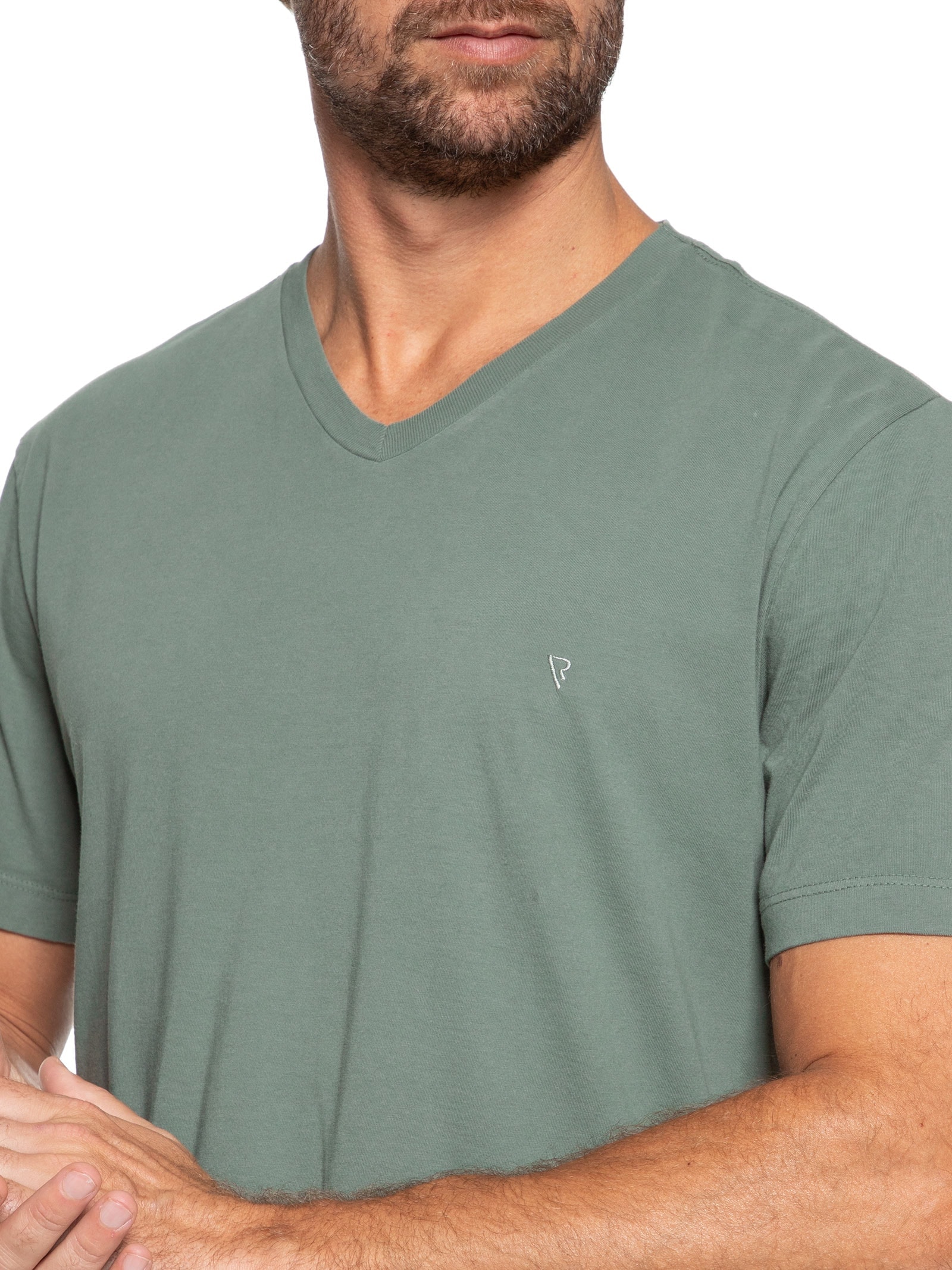 Camiseta Masculina Malha Manga Curta Básica Verde Vr