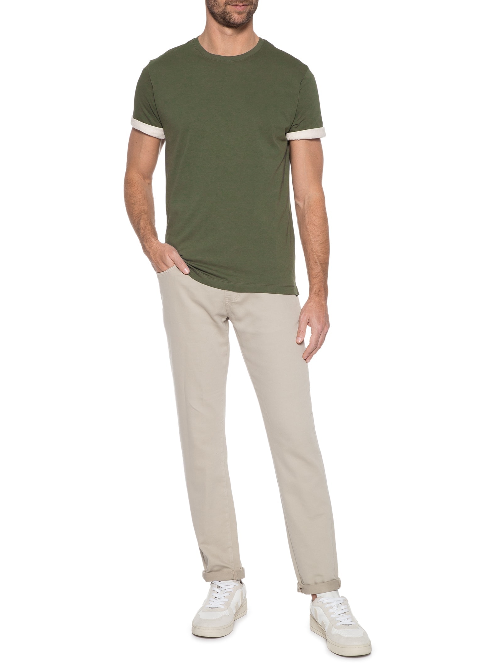 Camiseta Masculina Malha Pima Verde Foxton