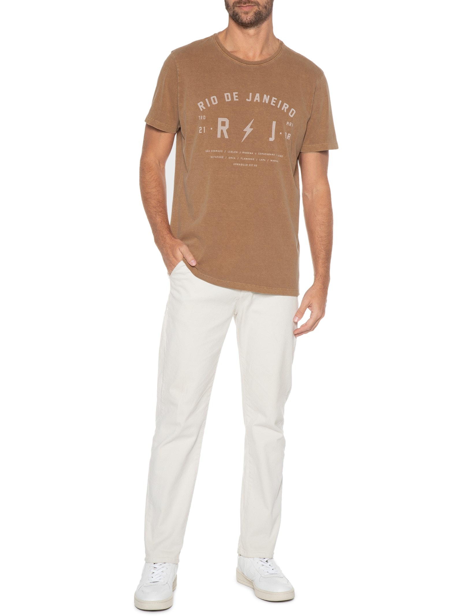 Camiseta Masculina Malha Rio De Janeiro Marrom Armadillo