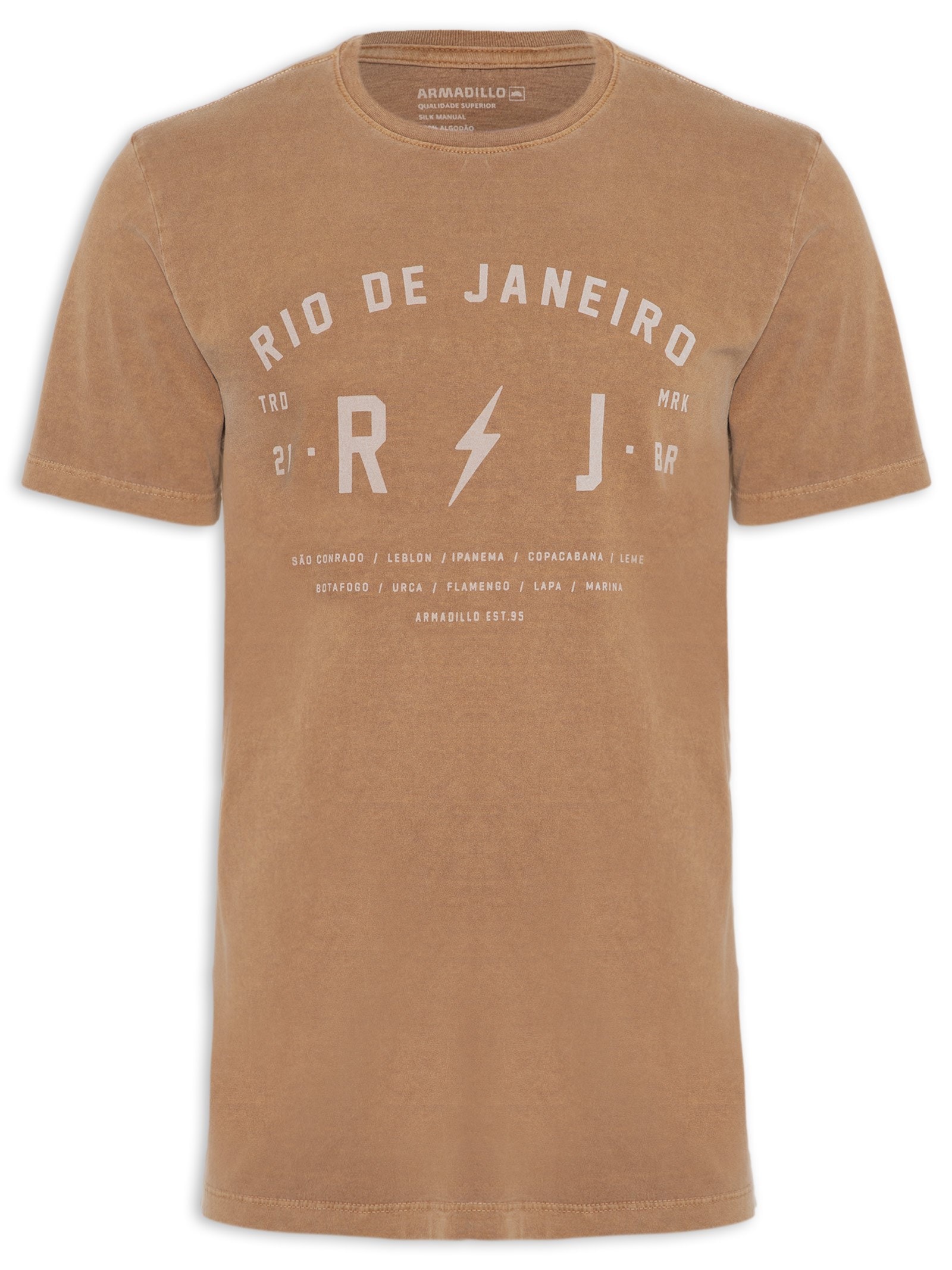 Camiseta Masculina Malha Rio De Janeiro Marrom Armadillo