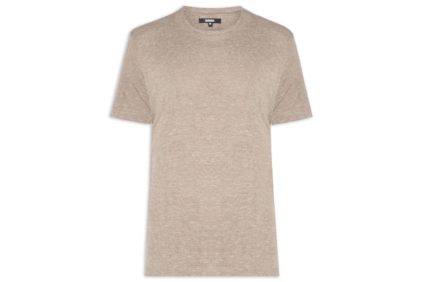 Camiseta Masculina Malha Tricot Gola Careca - Bege