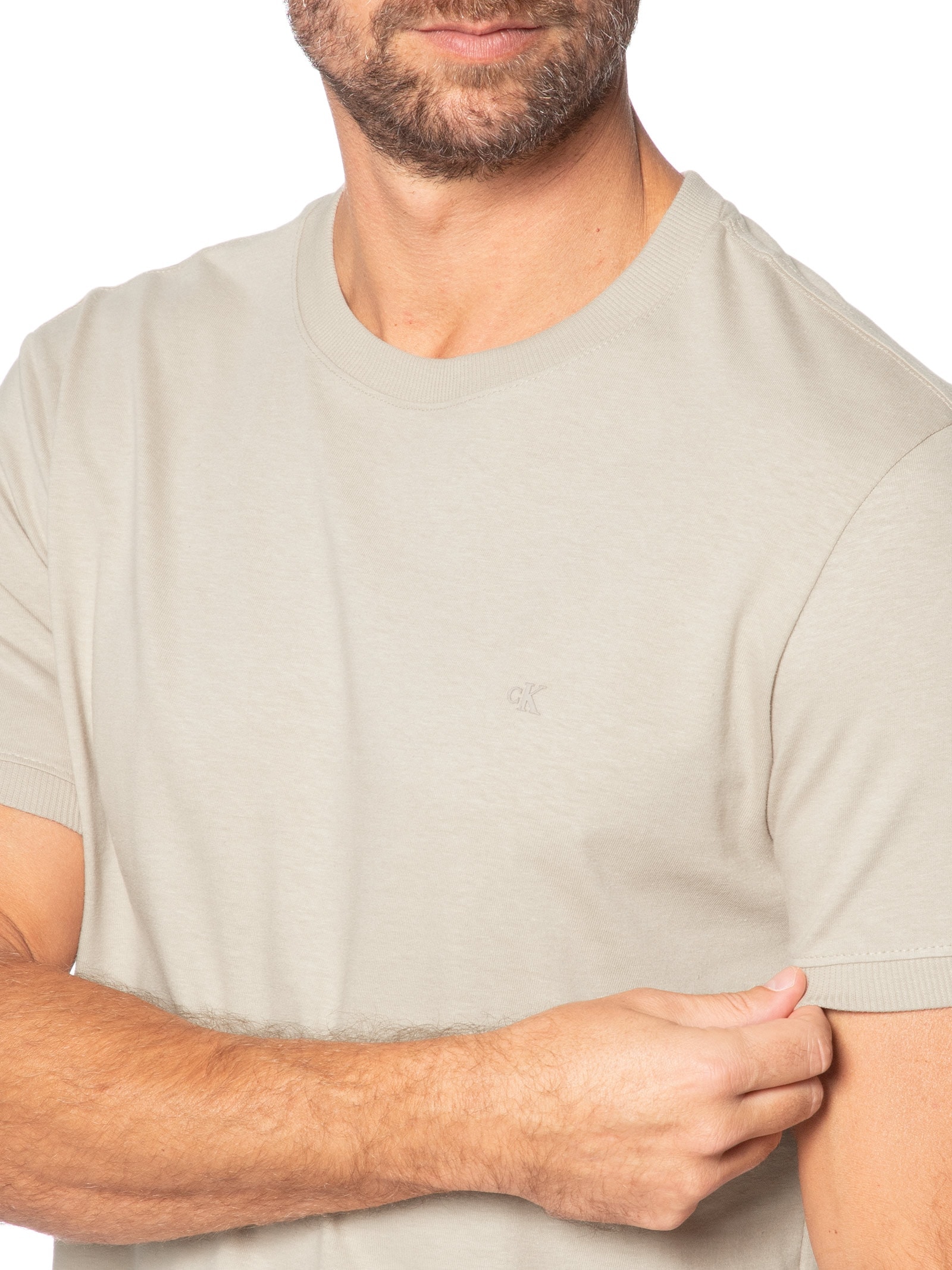 Camiseta Masculina Malhão Com Punhos Bege Calvin Klein Jeans
