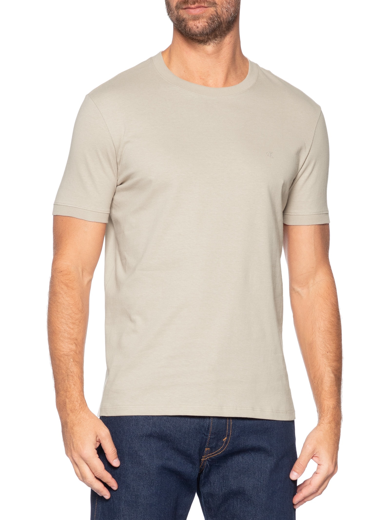 Camiseta Masculina Malhão Com Punhos Bege Calvin Klein Jeans