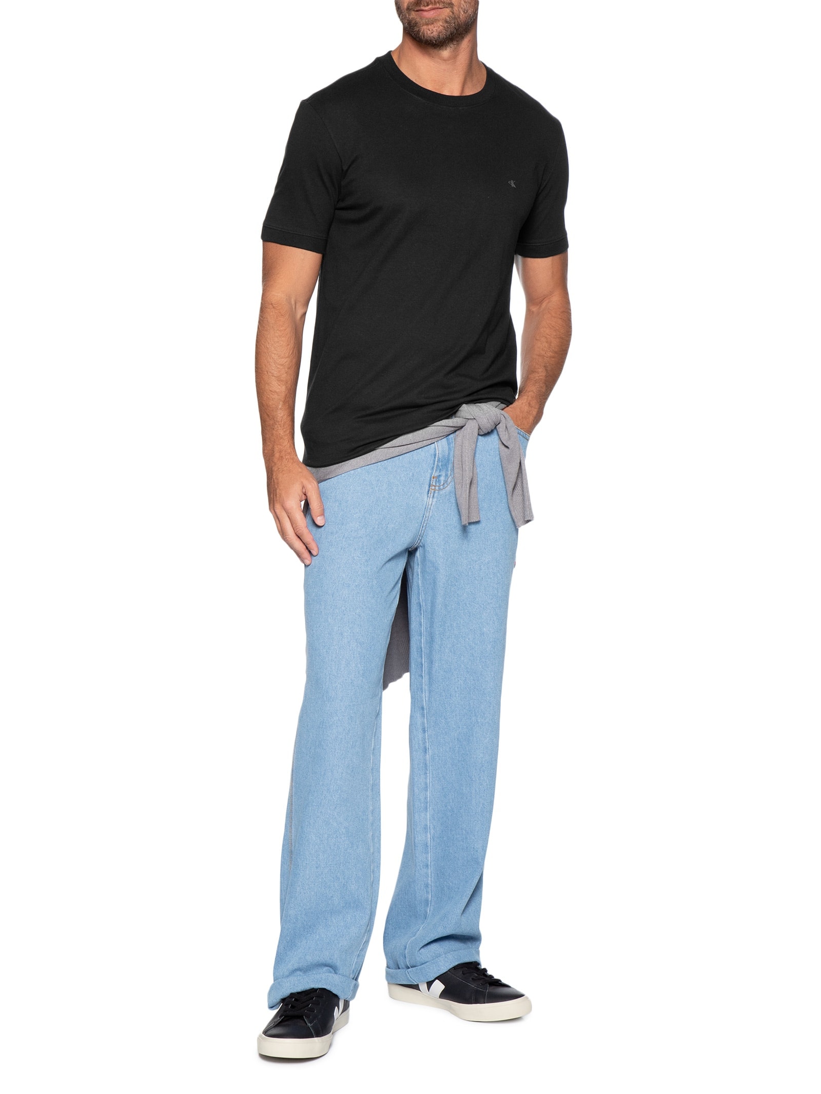 Camiseta Masculina Malhão com Punhos Preto Calvin Klein Jeans