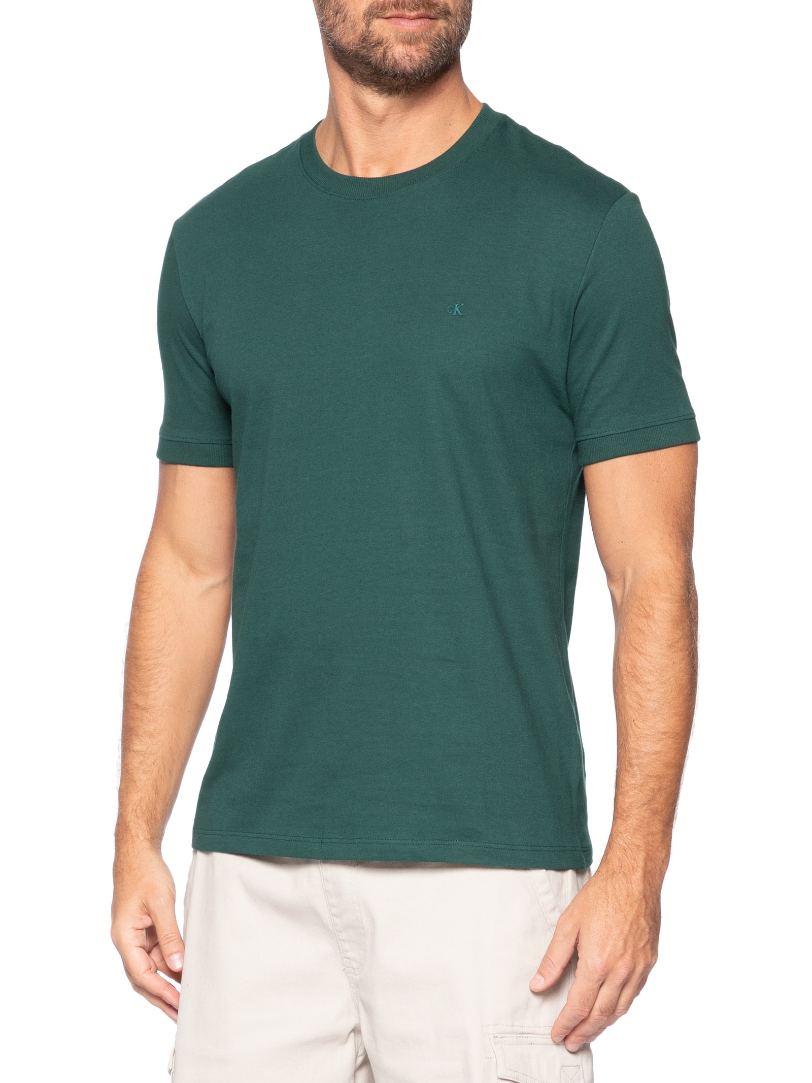 Camiseta Masculina Malhão Com Punhos Verde Calvin Klein Jeans