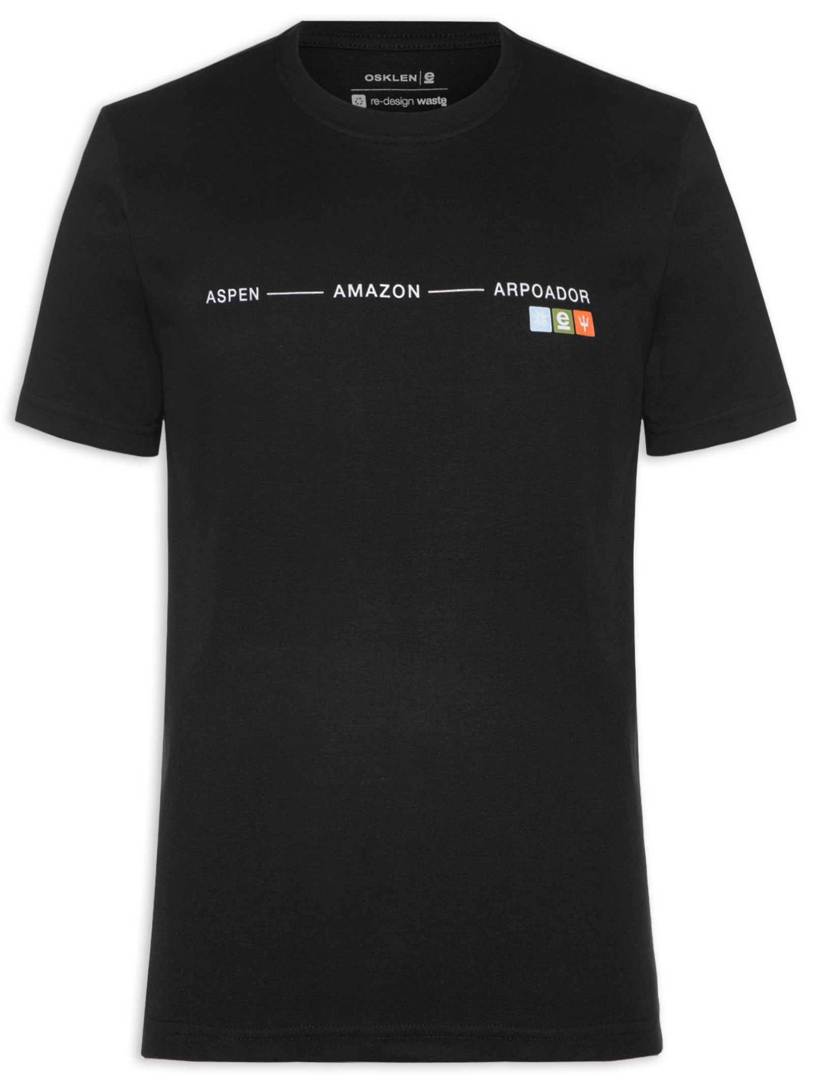 Camiseta Masculina Manga Curta Aspen Amazon ARPX Preto Osklen