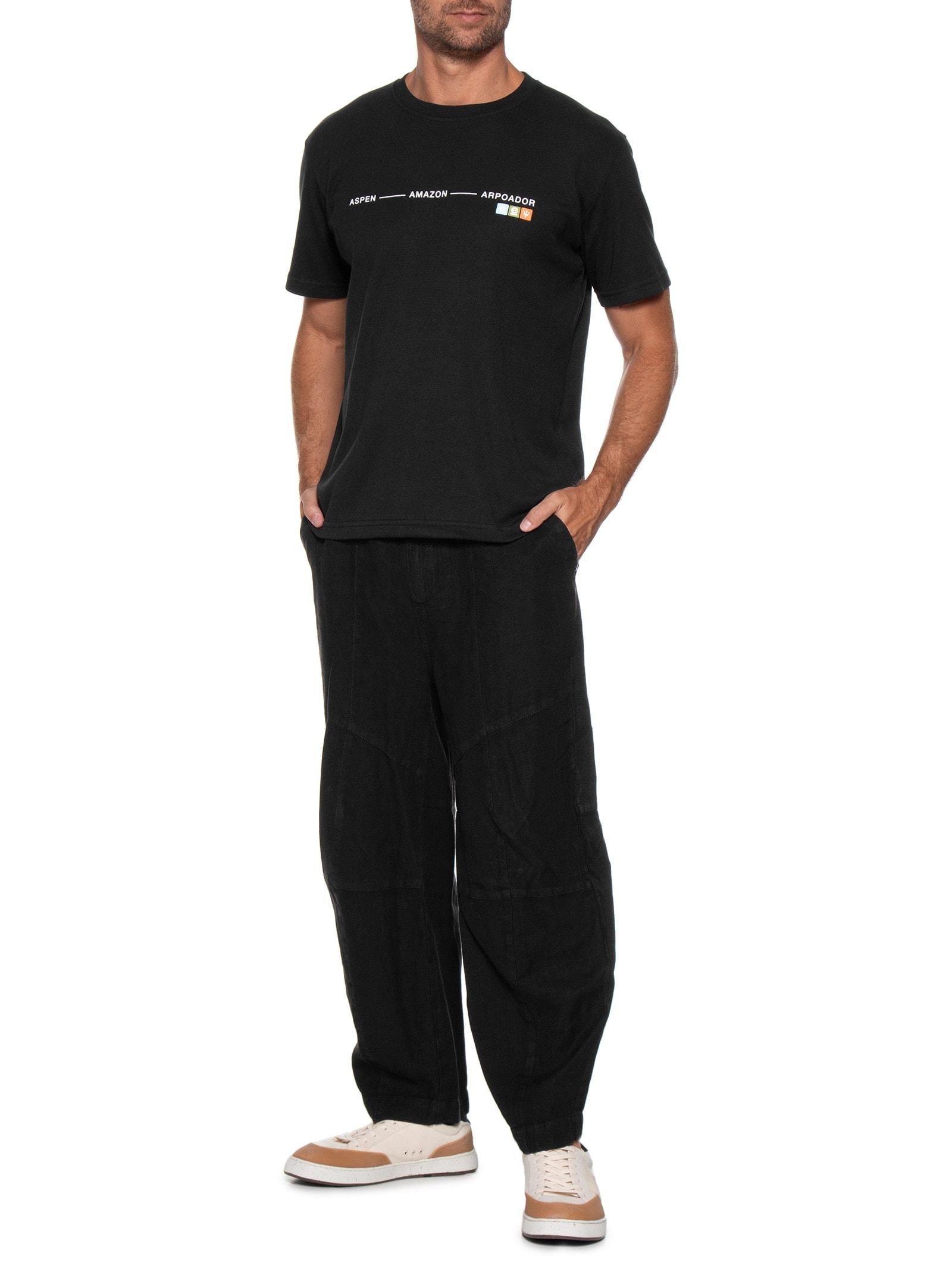 Camiseta Masculina Manga Curta Aspen Amazon ARPX Preto Osklen