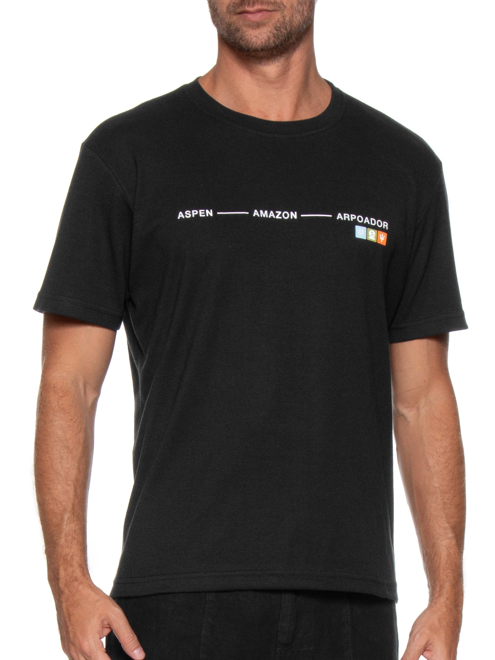 Camiseta Masculina Manga Curta Aspen Amazon ARPX Preto Osklen